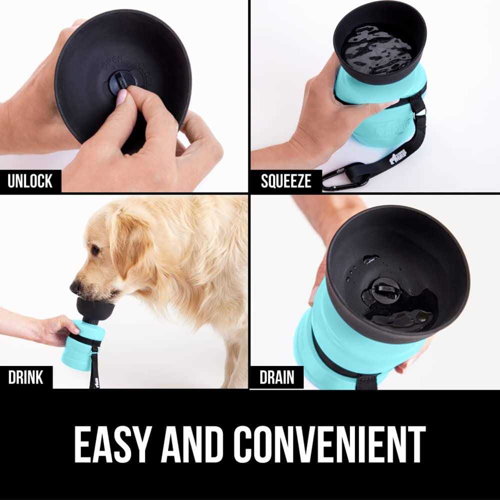 Gorilla Grip Leak Proof Portable Dog Water Bottle Multifunction Design with Bowl Cap - Healthber