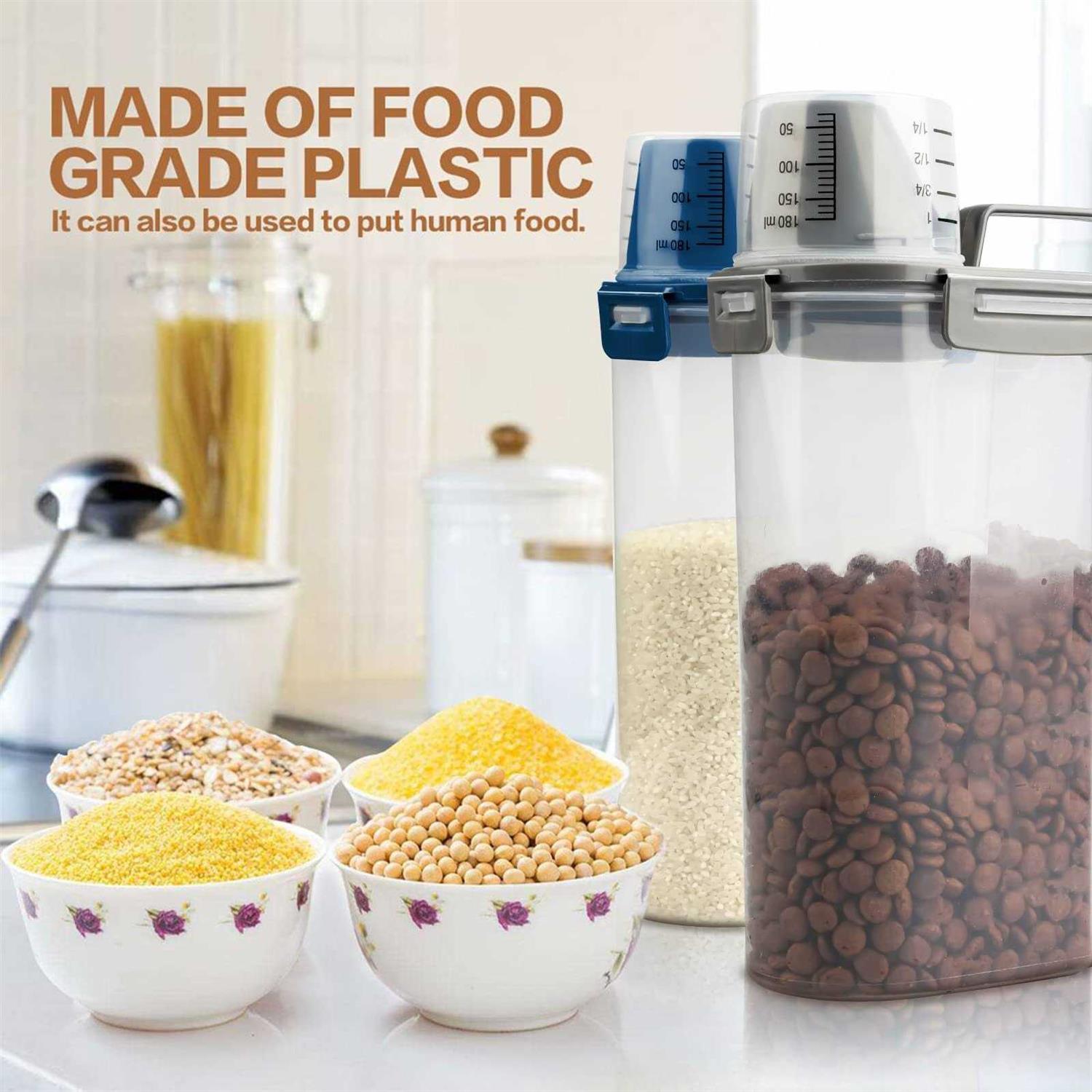 TIOVERY Upgraded Dog Food Storage Container Small, Cat Food Container Airtight, Pet Food Container Dispenser with Pour Spout, Measuring Cup and 4 - Healthber