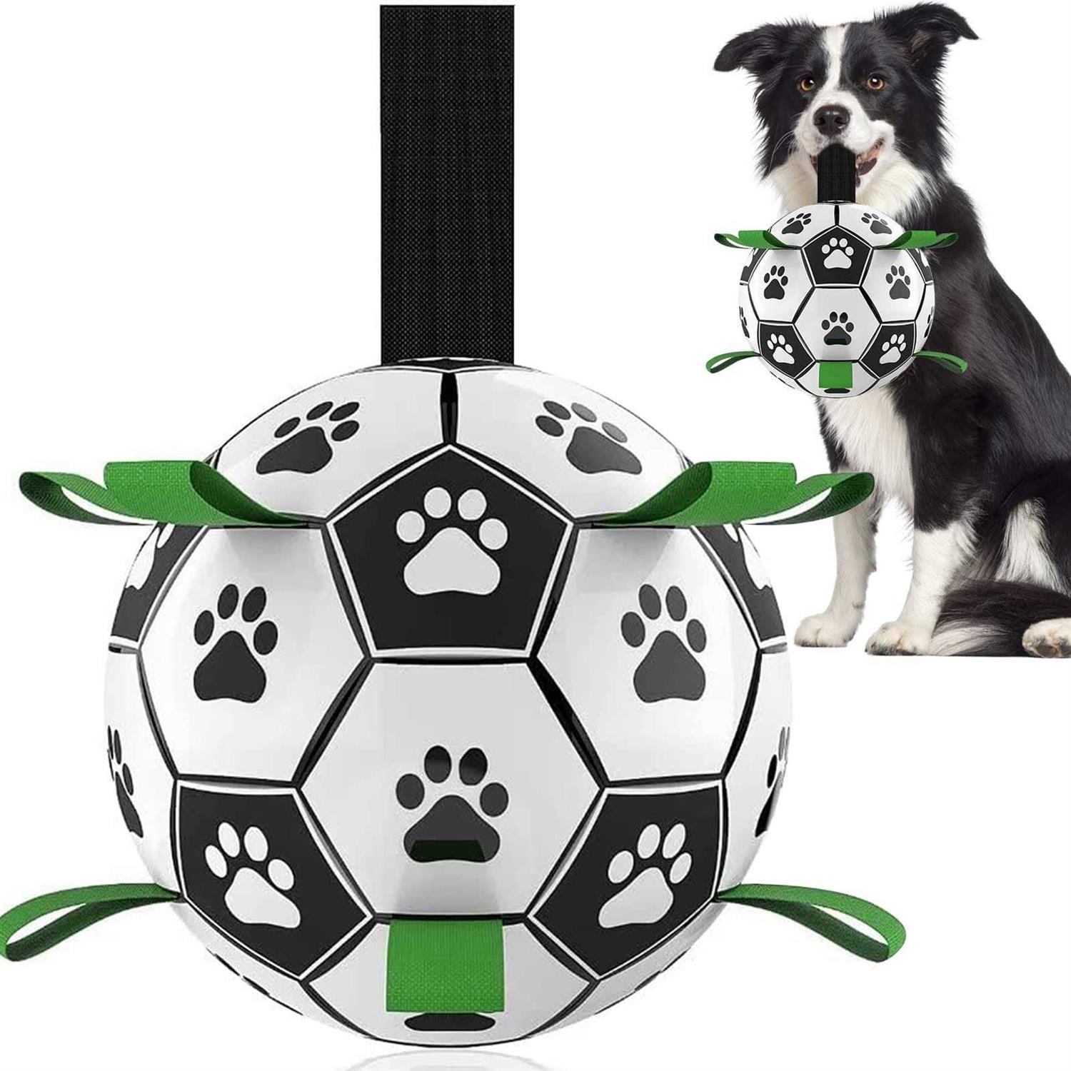 QDAN Dog Toys Soccer Ball with Straps Interactive Dog Toys for Tug of War - Healthber
