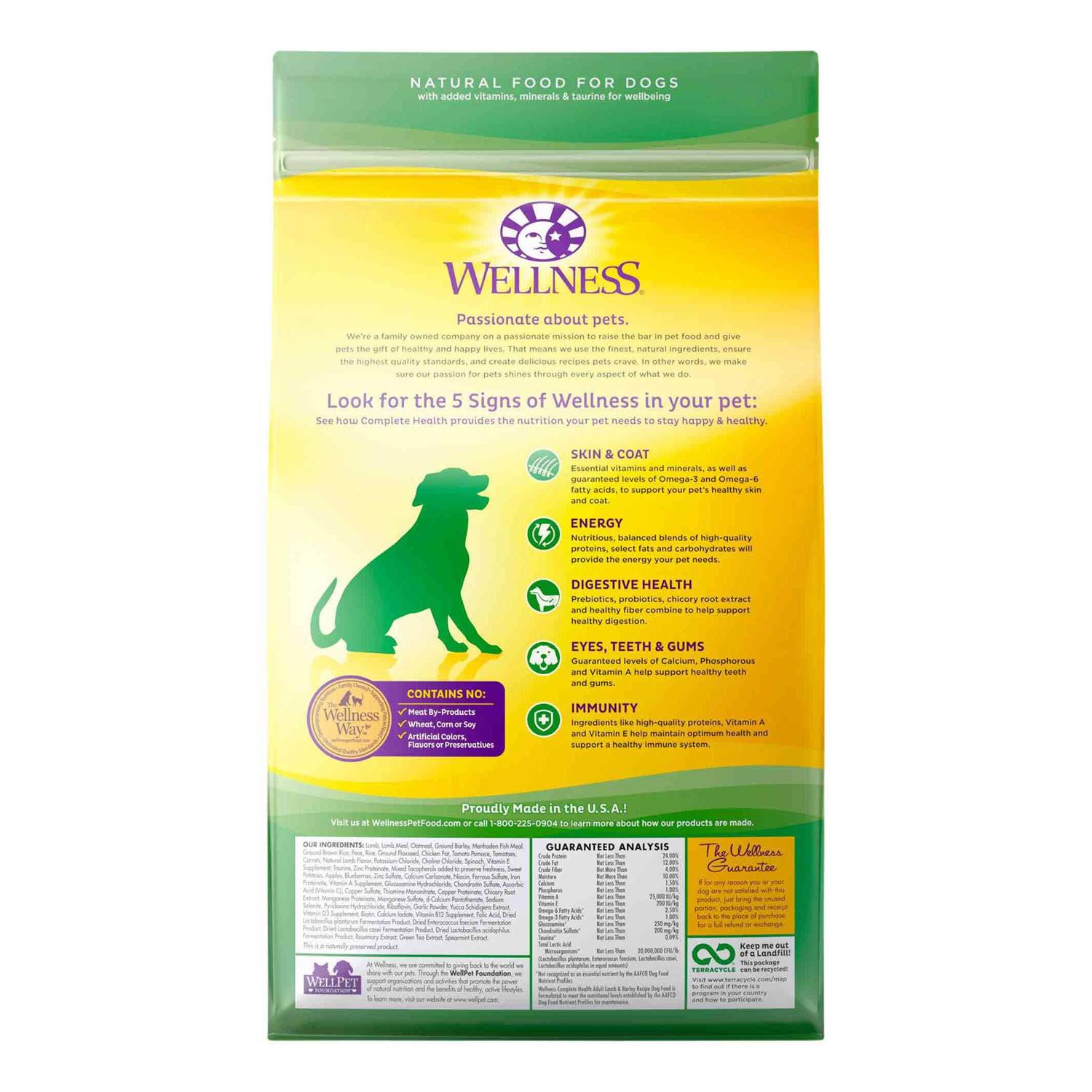Wellness Complete Health Lamb & Barley Dry Dog Food - Healthber