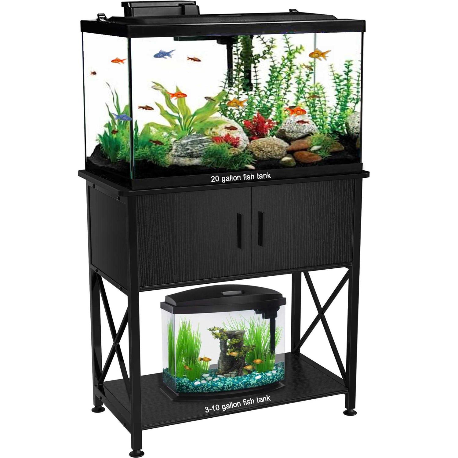 GDLF Fish Tank Stand Metal Aquarium Stand for 20 Gallon Long with Accessories Storage - Healthber