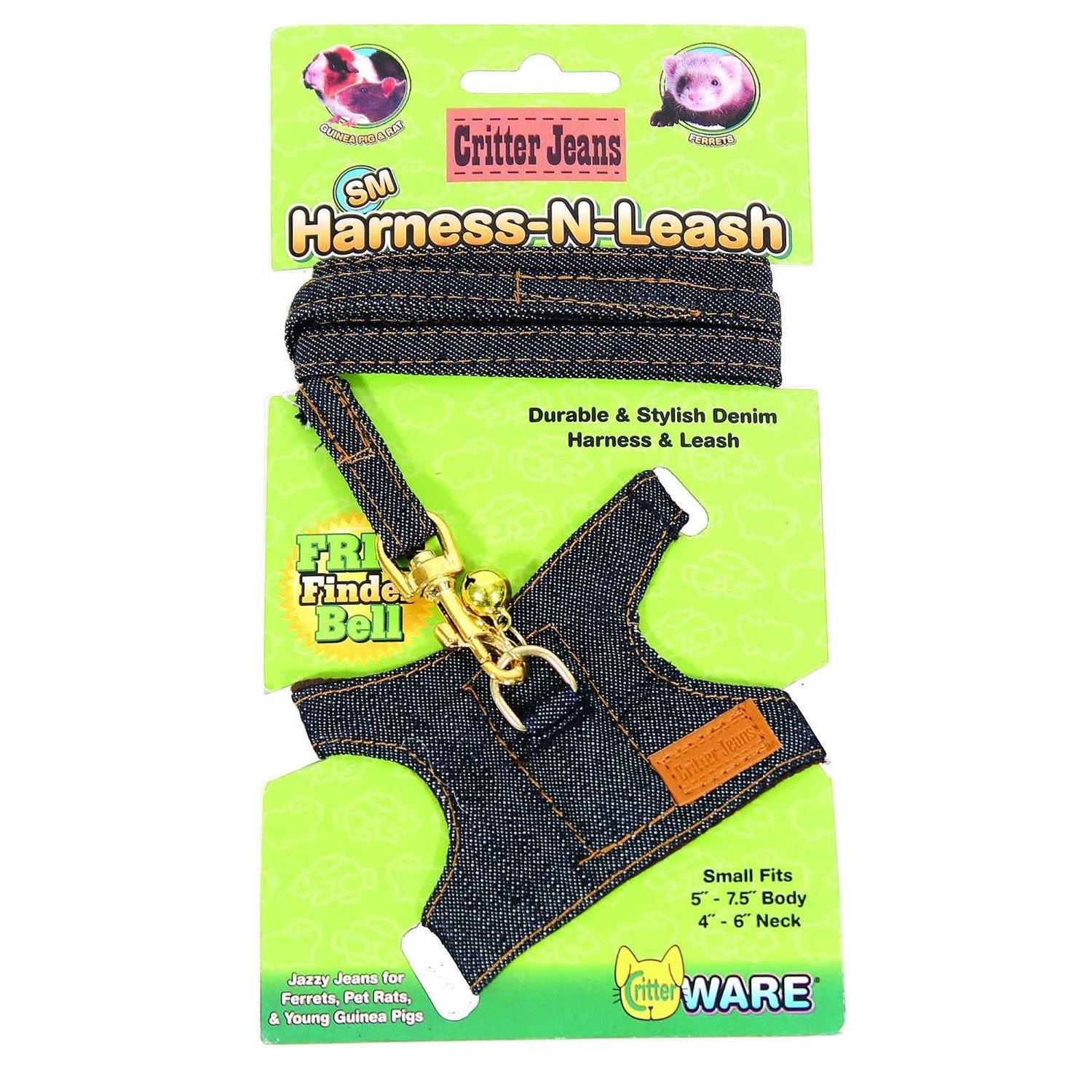 Ware Critter Jeans Small Animal Harness-N-Leash - Healthber