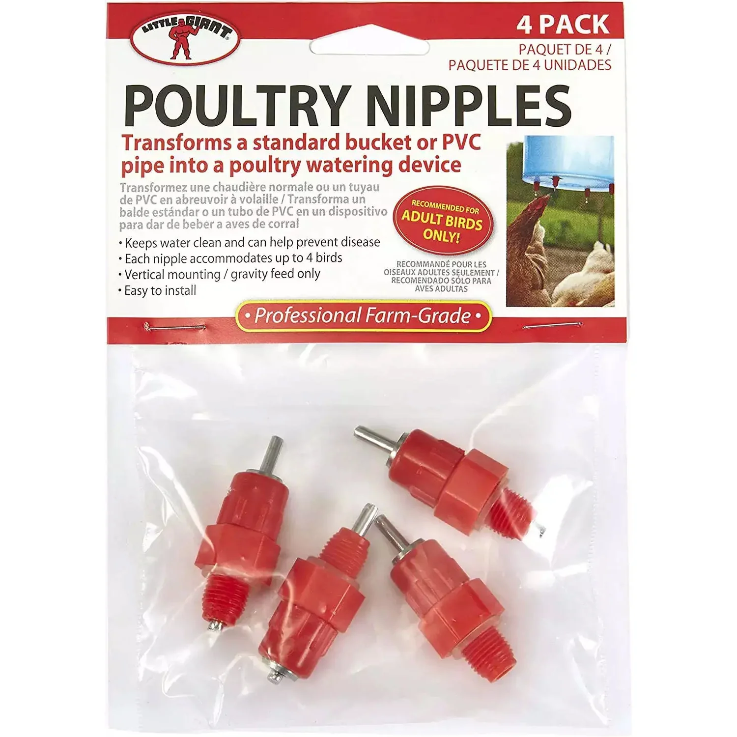 Poultry Nipples, 4 pk, Red - Healthber