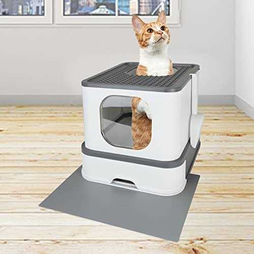 RIZZARI Millions Sold Wordwide Cat Litter Box Large Top Entry Anti-Splashing Litter Box with Lid - Healthber