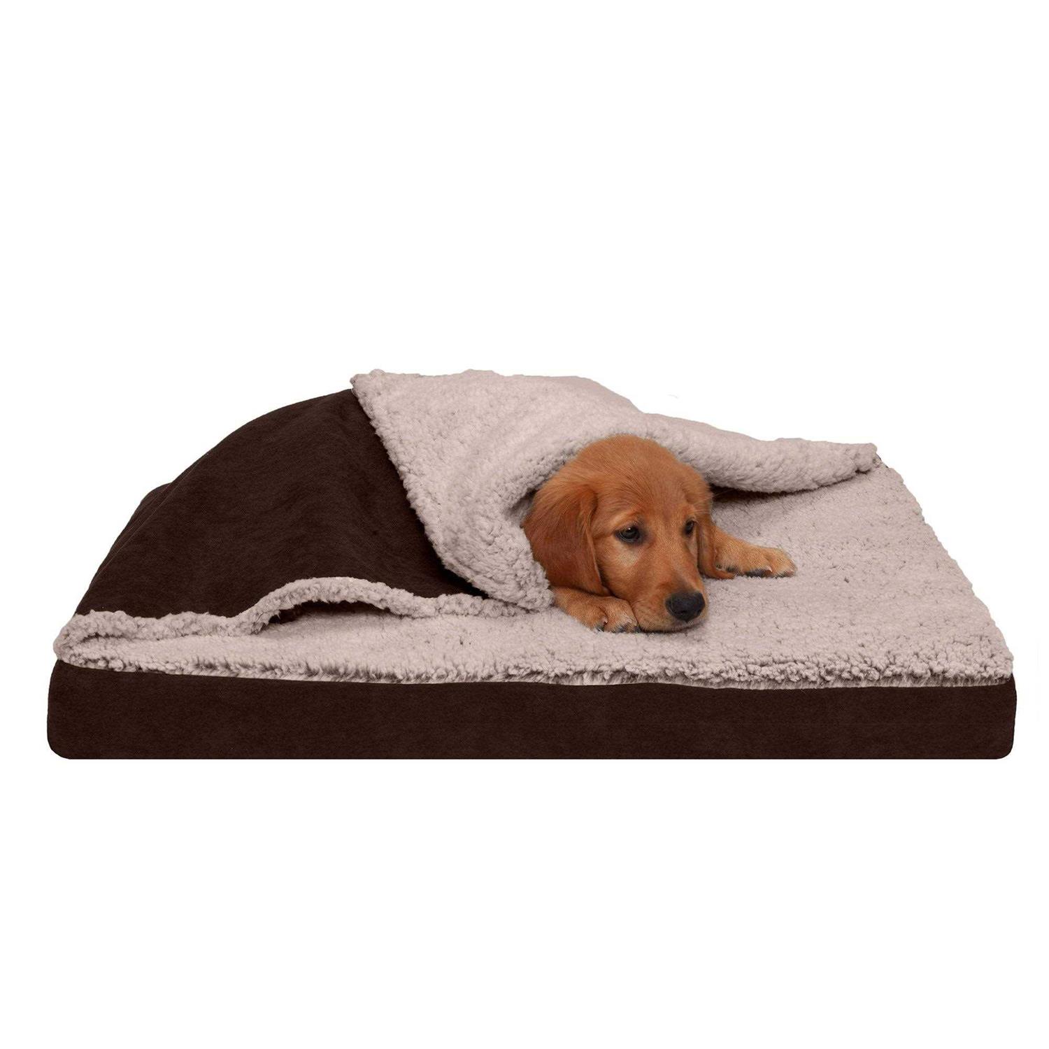FurHaven Berber & Suede Blanket Top Top Dog Bed - Healthber