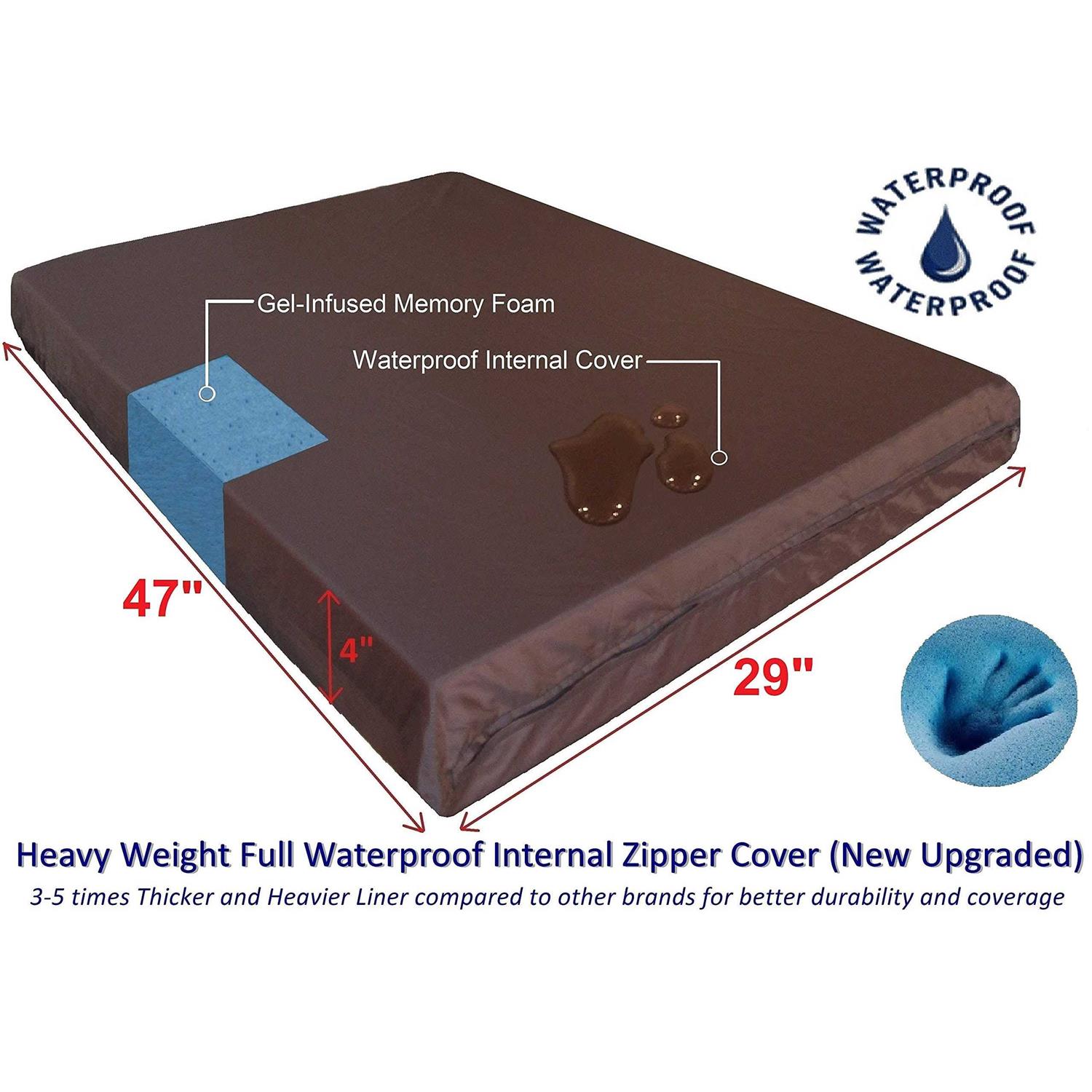 Dogbed4less Orthopedic gel Memory Foam Dog Bed Large Pet and Waterproof Liner Cover - Healthber