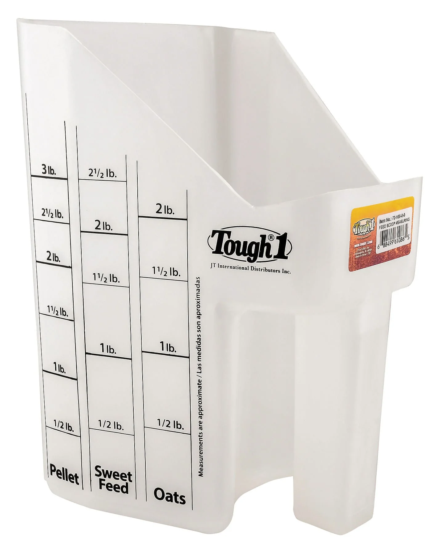 Tough-1 Clear Feed Scoop with Measurements - Healthber