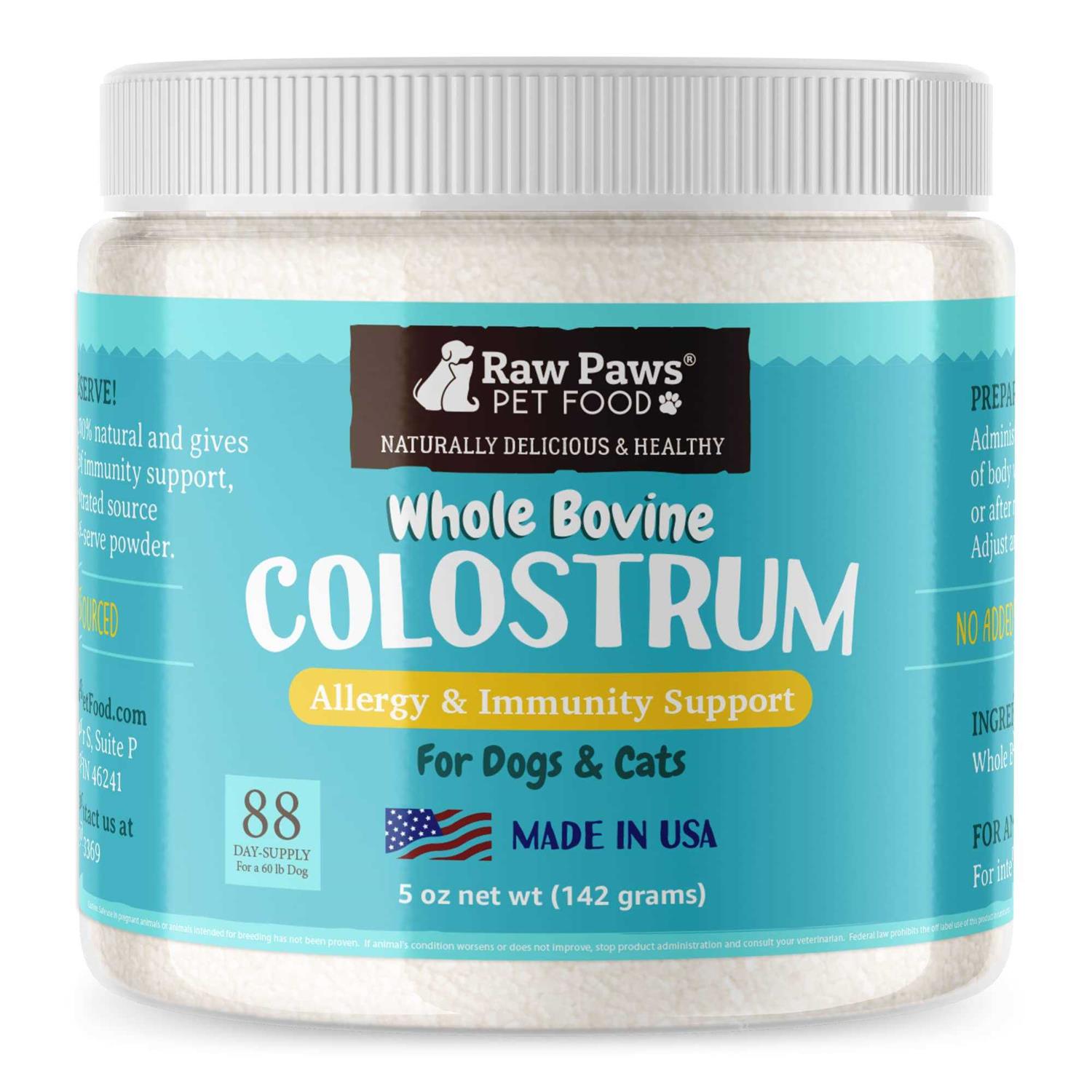 Raw Paws Pet Bovine Colostrum for Dogs Allergies & Immune Support 5-oz - Healthber