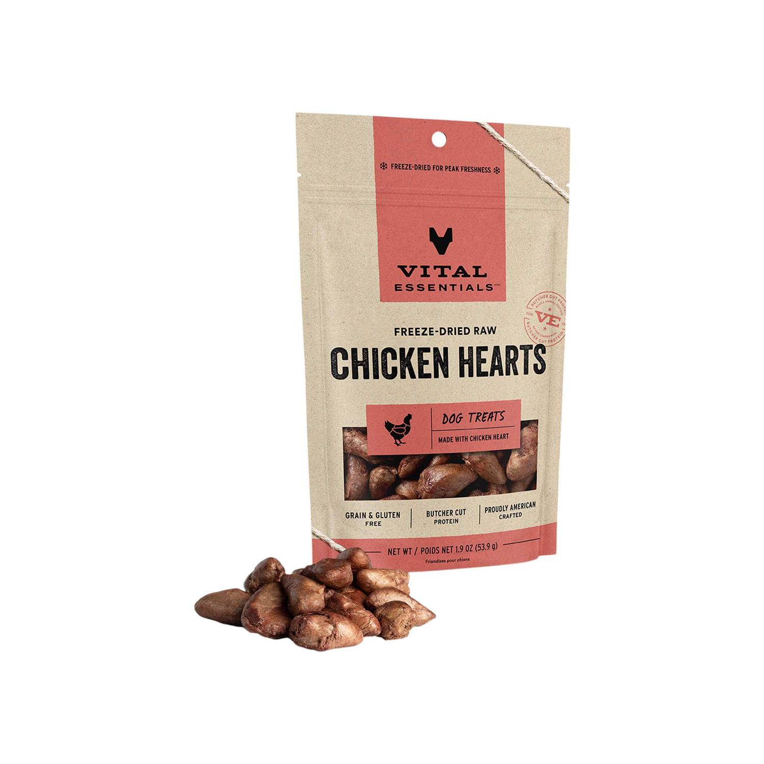 Vital Essentials Freeze Dried Chicken Hearts Dog Treats - Healthber