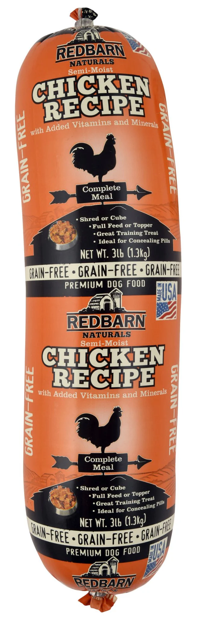 Redbarn Naturals Grain-Free Chicken Recipe Dog Food Roll, 3 lb - Healthber