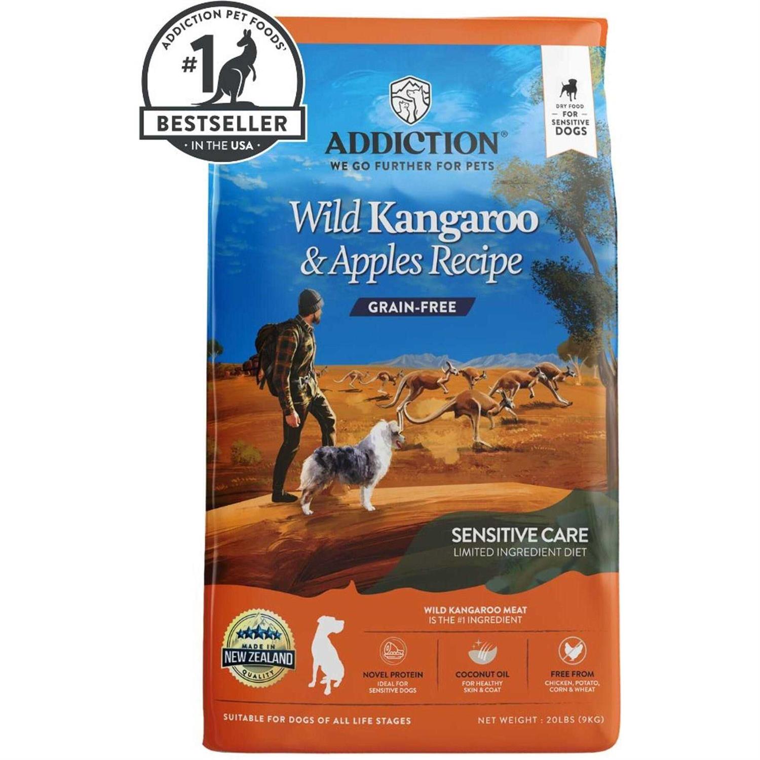 Addiction Wild Kangaroo & Apples Dry Dog Food Limited Ingredient Premium Protein - Healthber