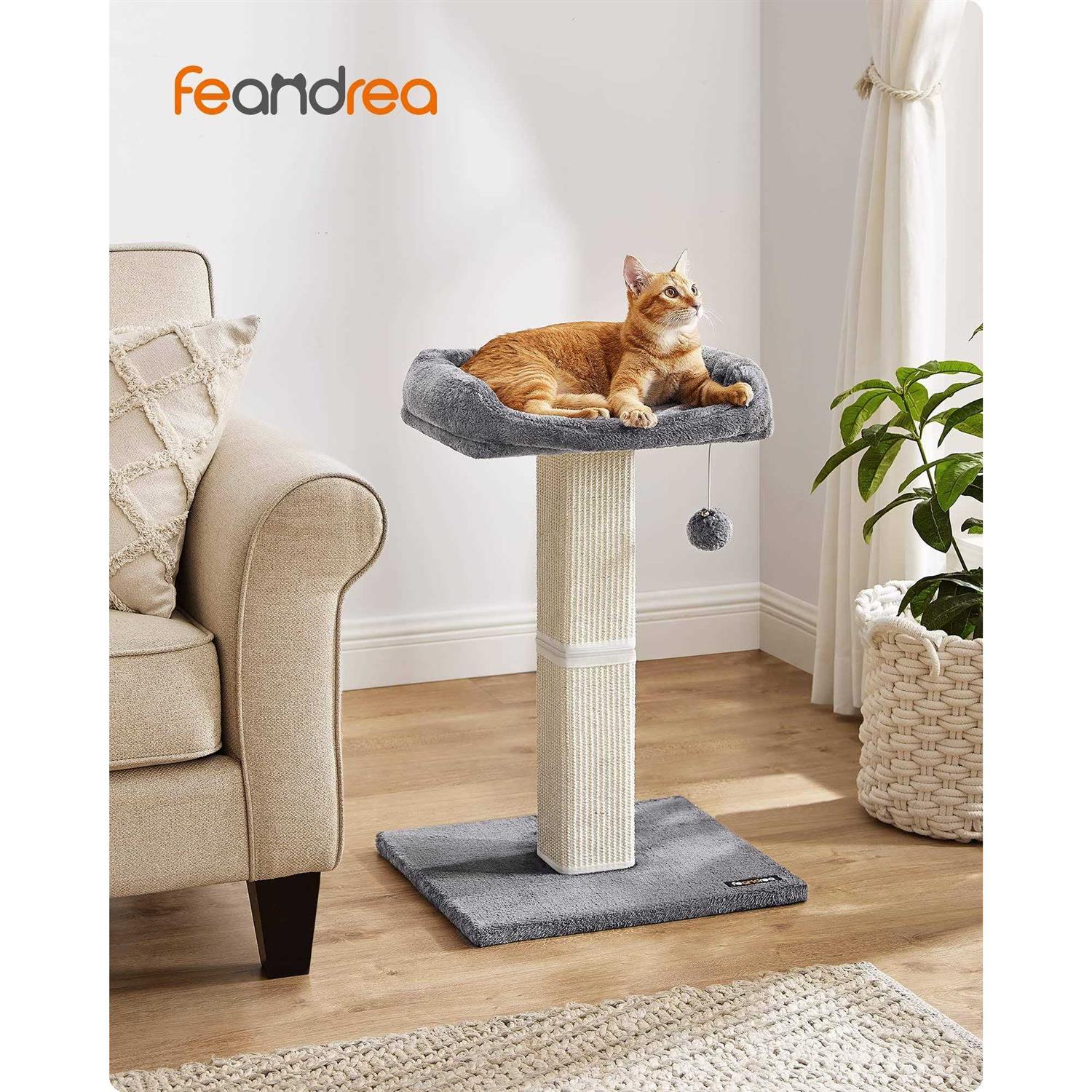 Feandrea Cat Scratching Post Cat Scratcher with 15.7 x 11.8 Inches Plush Perch - Healthber