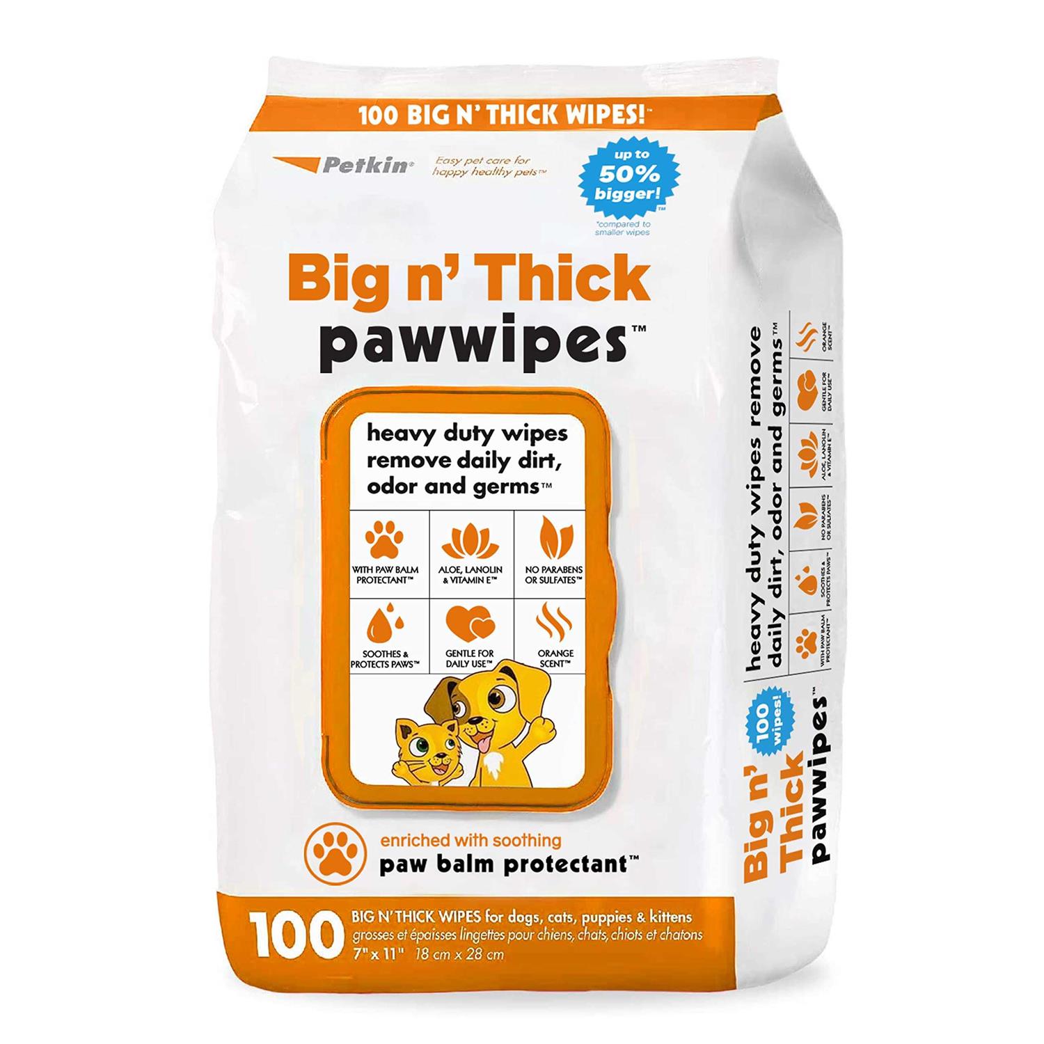 Petkin Big N’ Thick Paw Wipes 100 - Healthber