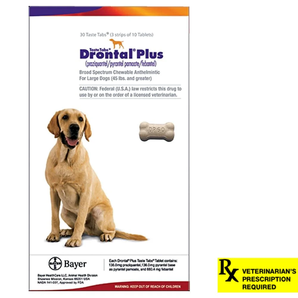 Rx Drontal Plus Taste Tablets Chewable Anthelmintic for Puppies & Small Dogs - Healthber