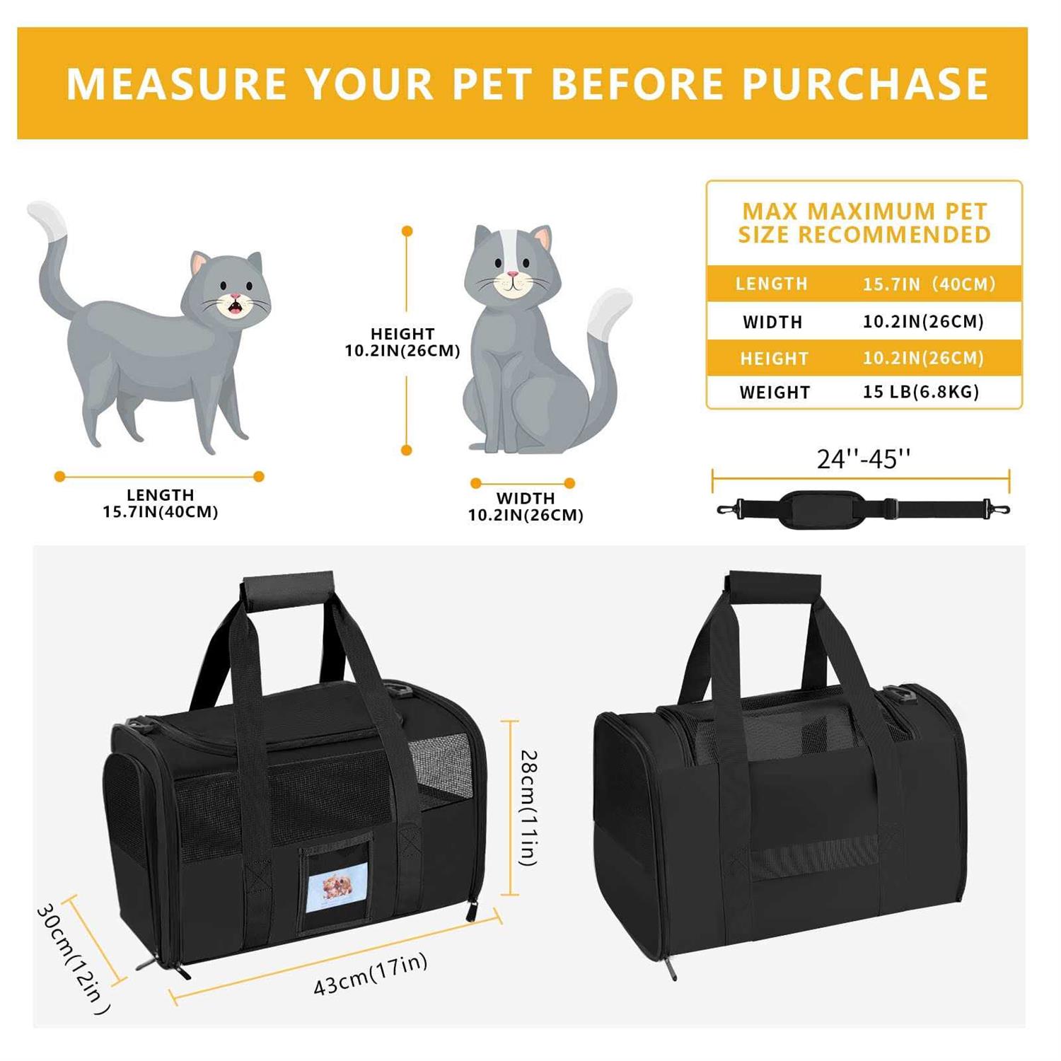 Seclato Cat Carrier Dog Pet Carrier Airline Approved for Cat - Healthber