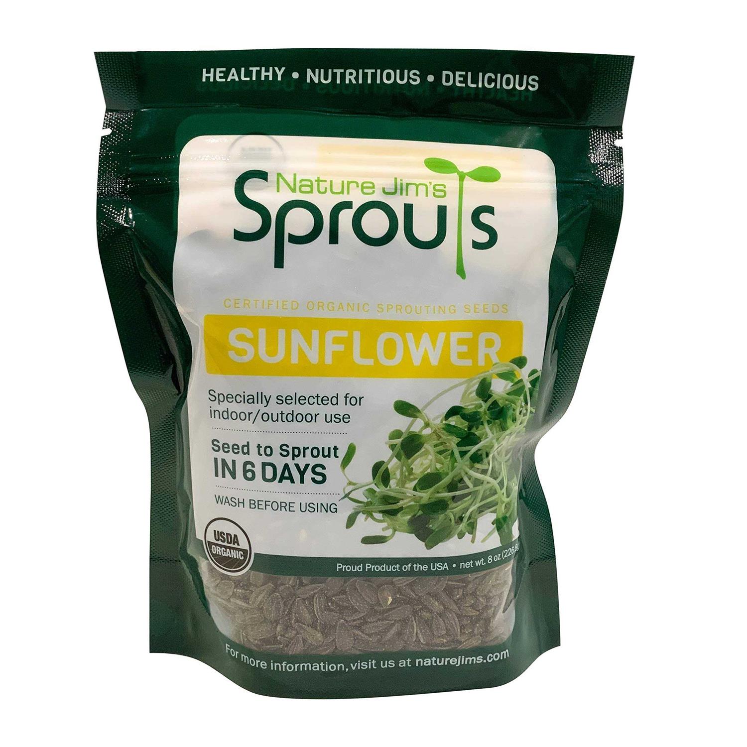 Nature Jims Sprouts Sunflower Seeds Certified Organic Black Oil Sunflower Sprouts for Soups - Healthber