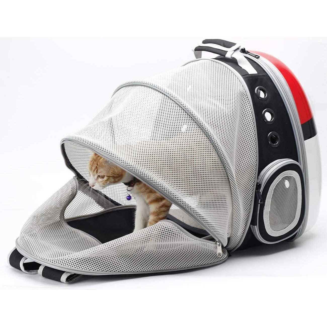 halinfer Front Expandable Cat Backpack Carrier, Fit up to 20 lbs, Space Capsule Bubble Window Pet Carrier Backpack for Large Fat Cat and Small Puppy - Healthber