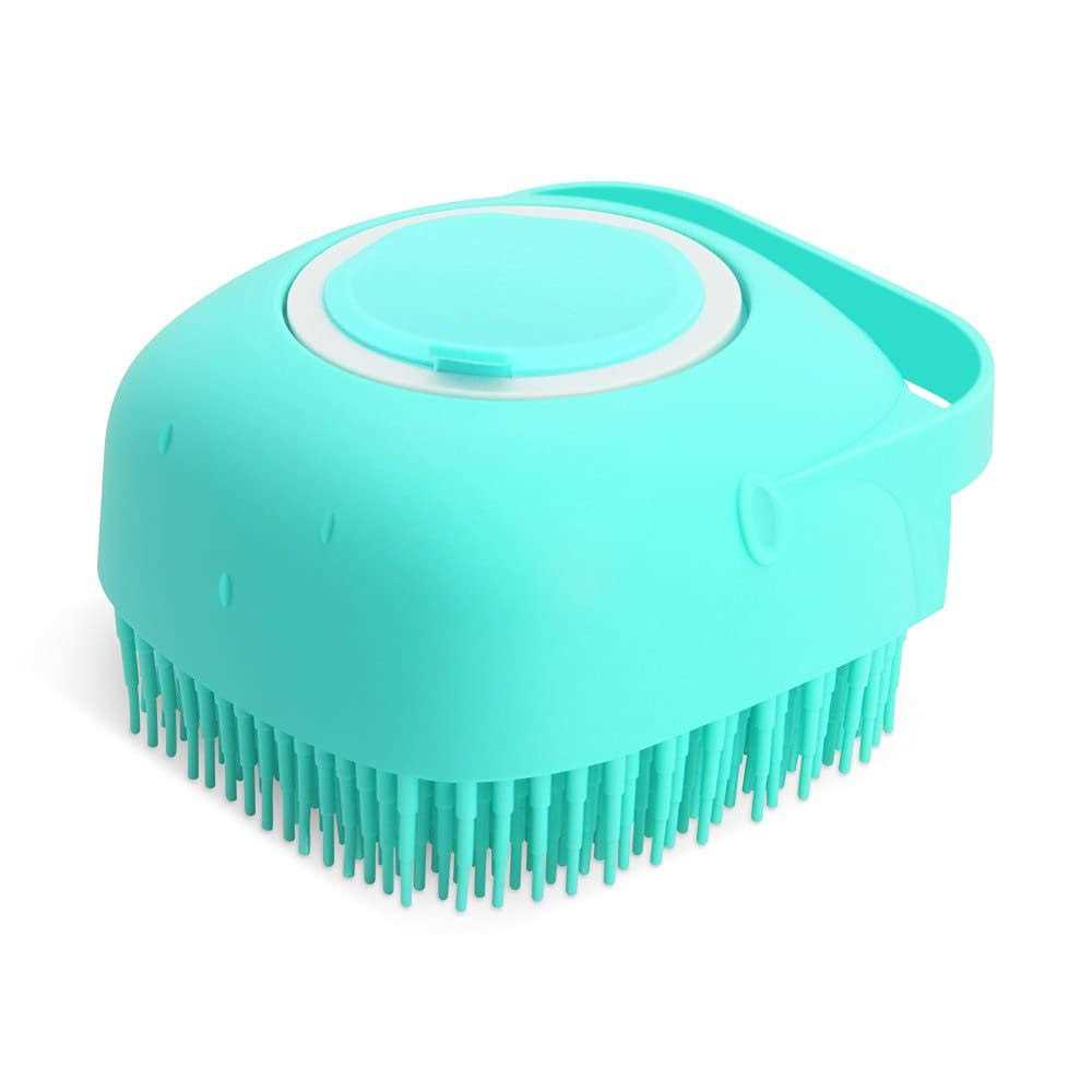 ELEGX Pet Grooming Bath Massage Brush with Soap and Shampoo Dispenser Soft Silicone Bristle for Long Short Haired Dogs Cats Shower - Healthber