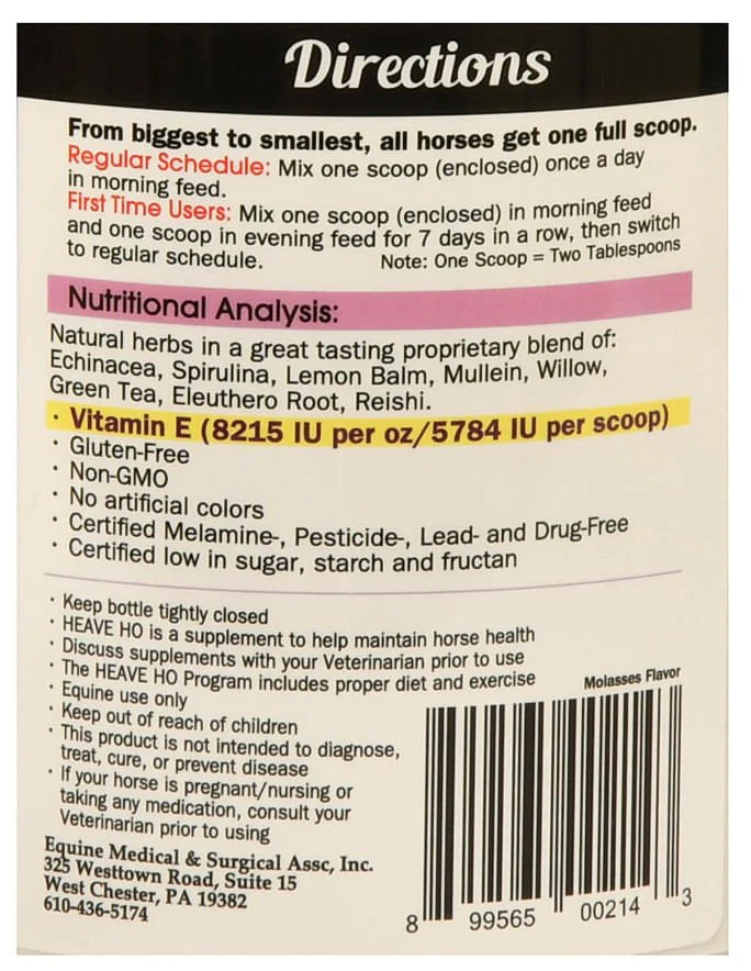 Heave Ho Horse Breathing Supplement, 30 Day Supply - Healthber