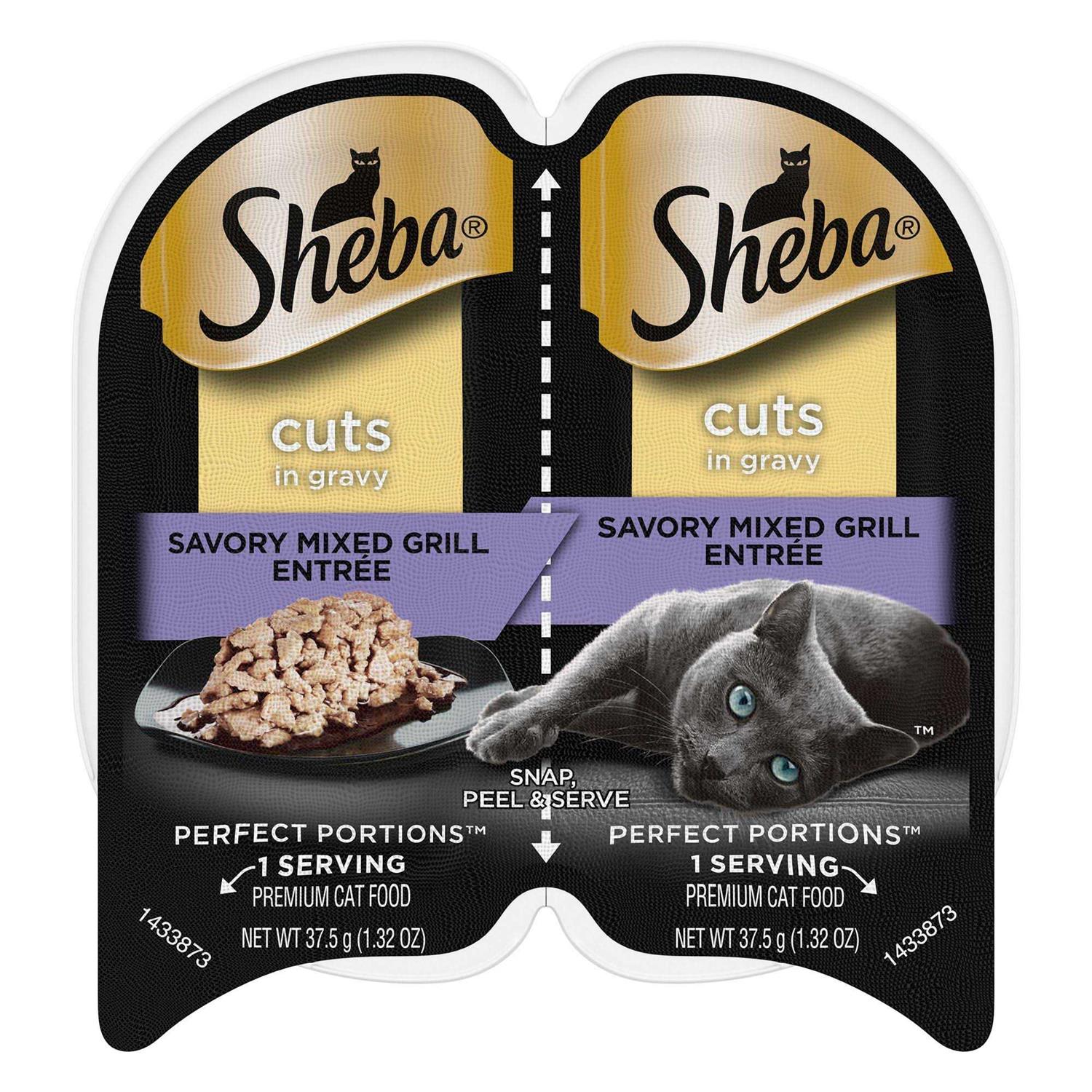 Sheba Perfect Portions Wet Cat Food Cuts in Gravy Savory Mixed Grill Entree - Healthber