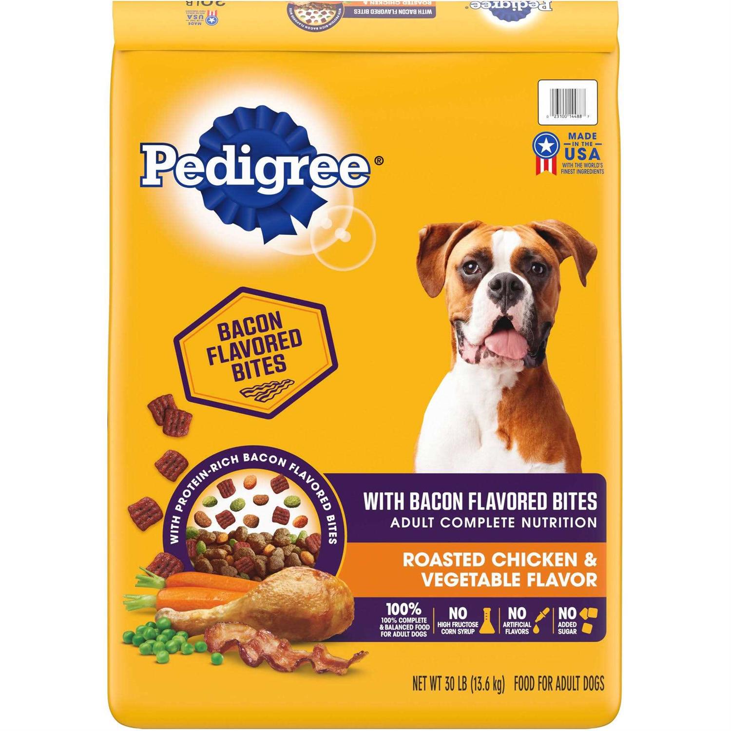 Pedigree with Bacon Flavored Bites Chicken Adult Dry Dog Food - Healthber