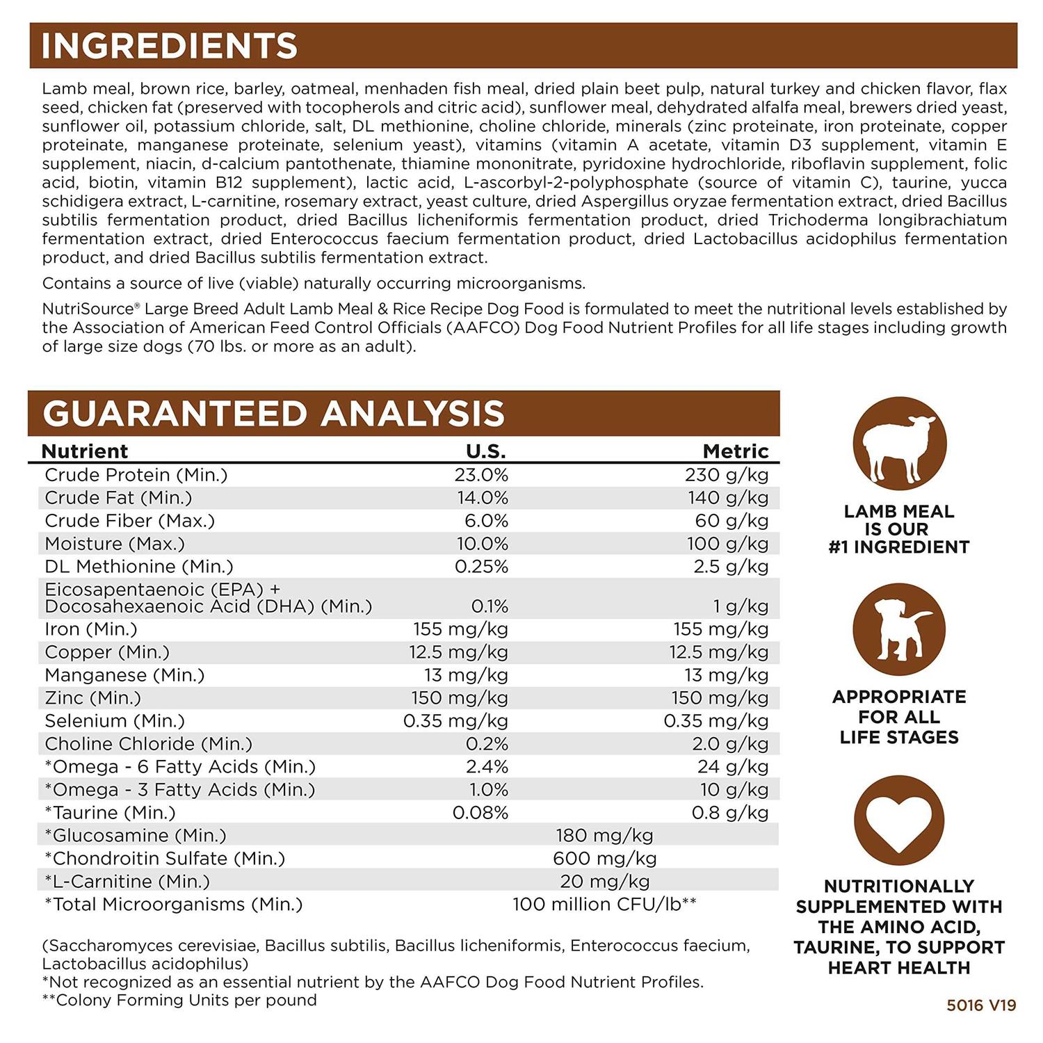 NutriSource Large Breed Adult Lamb Meal & Rice Dry Dog Food - Healthber