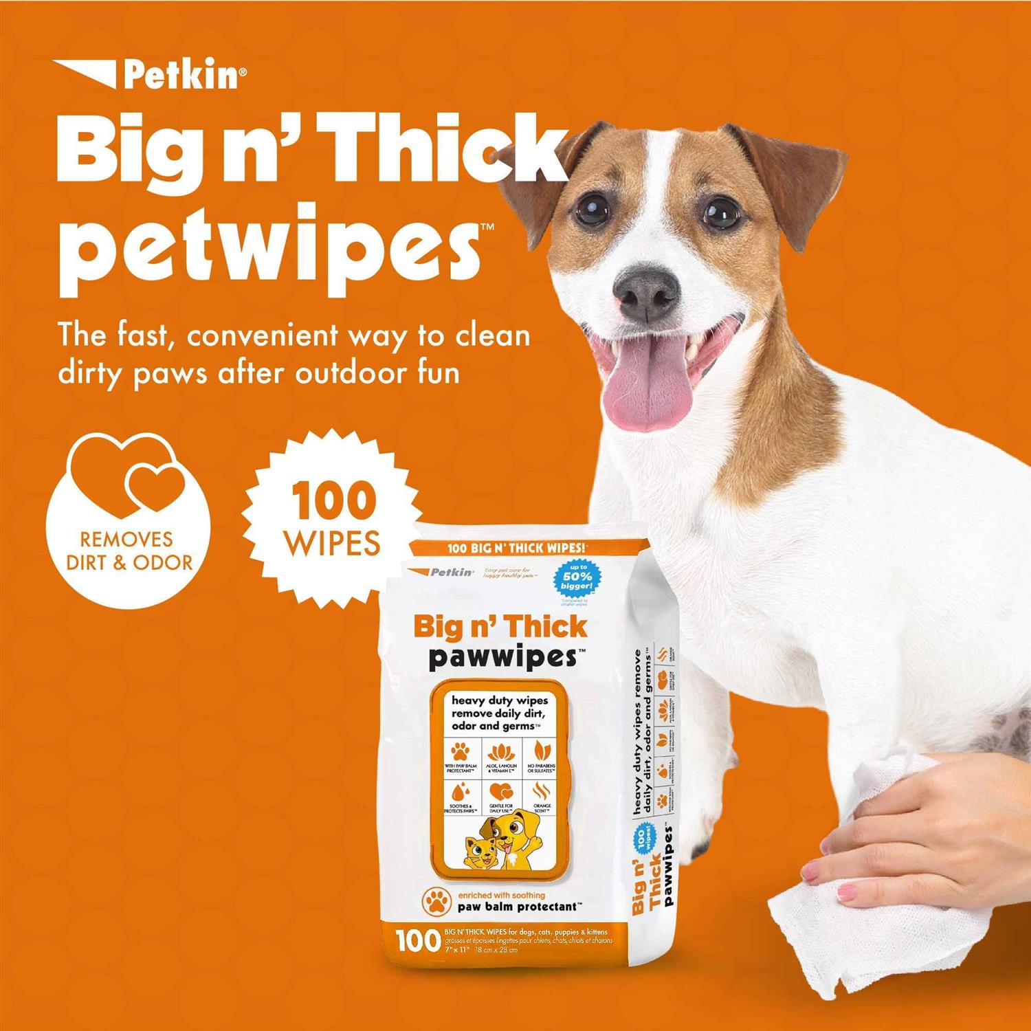 Petkin Big N’ Thick Paw Wipes 100 - Healthber