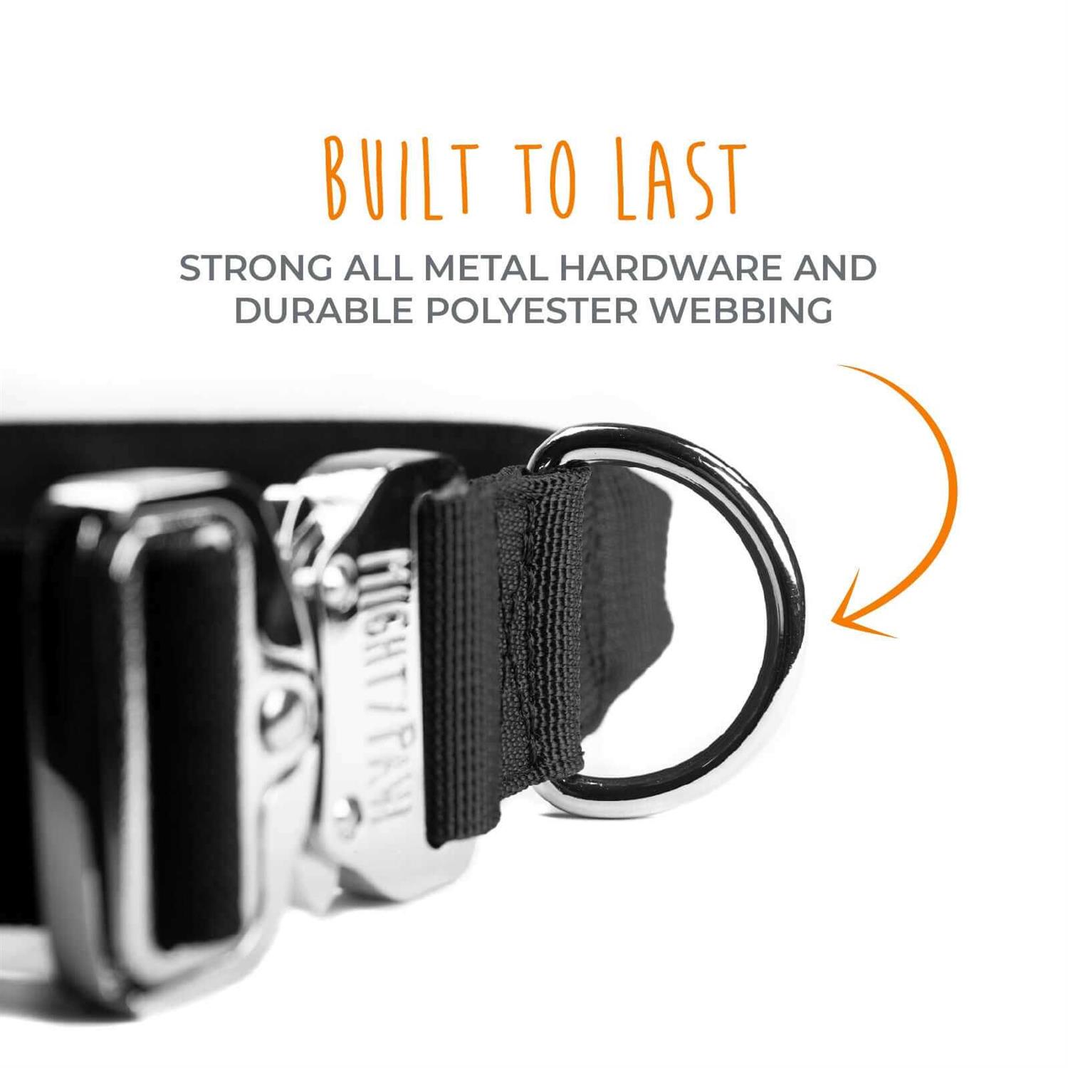 Mighty Paw Dog Collar Heavy Duty with Tactical Metal Buckle - Healthber