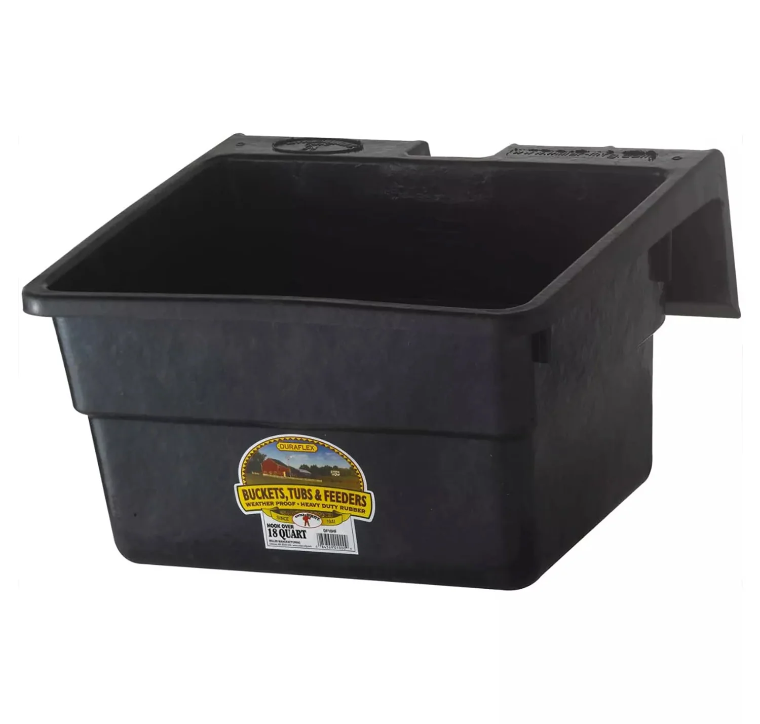 Rubber Hook-Over Feeder, 18 qt, Black - Healthber