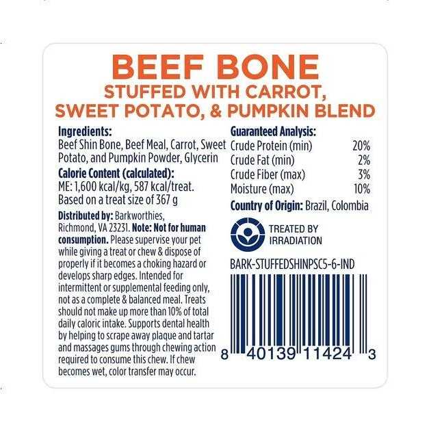 Barkworthies Shin Bone Stuffed - Healthber