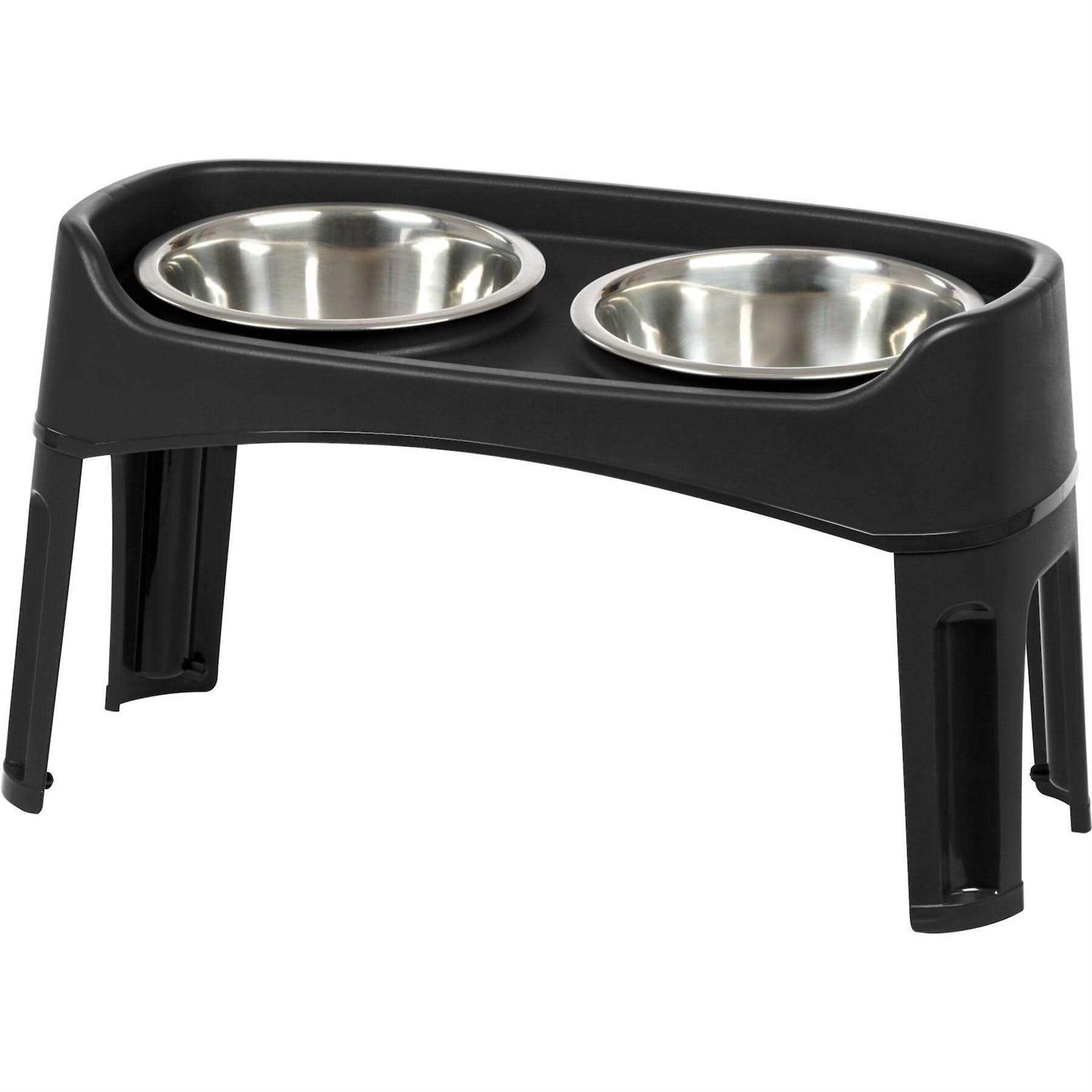 Iris USA 12 inch Elevated Dog Bowls with Two 2 Qt Stainless Steel Bowls and Removable Legs - Healthber