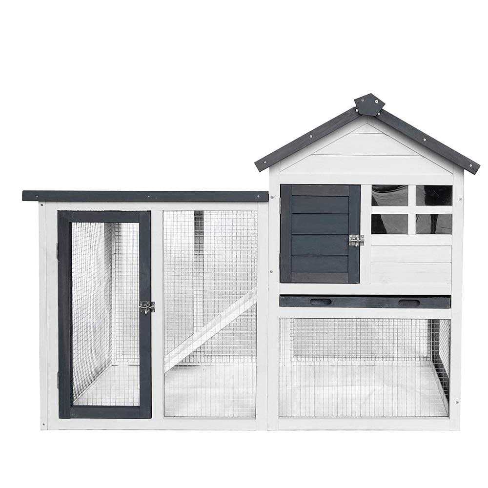 BIRASIL 48”L Rabbit Hutch Indoor Outdoor Bunny Cage Rabbit Hutch Wood House Pet Cage for Small Animals - Healthber