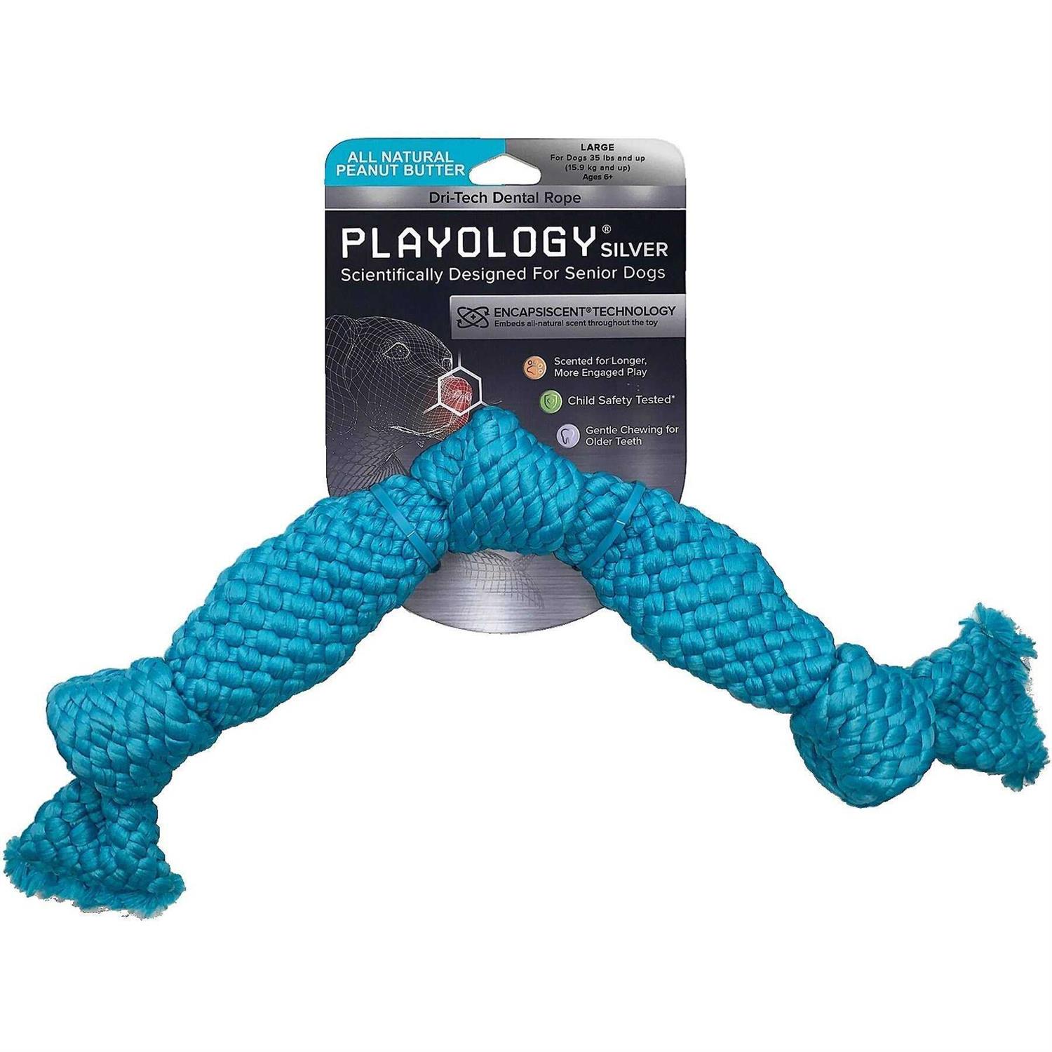 Playology Dri-Tech Dental Rope Peanut Butter Scented Dog Toy - Healthber