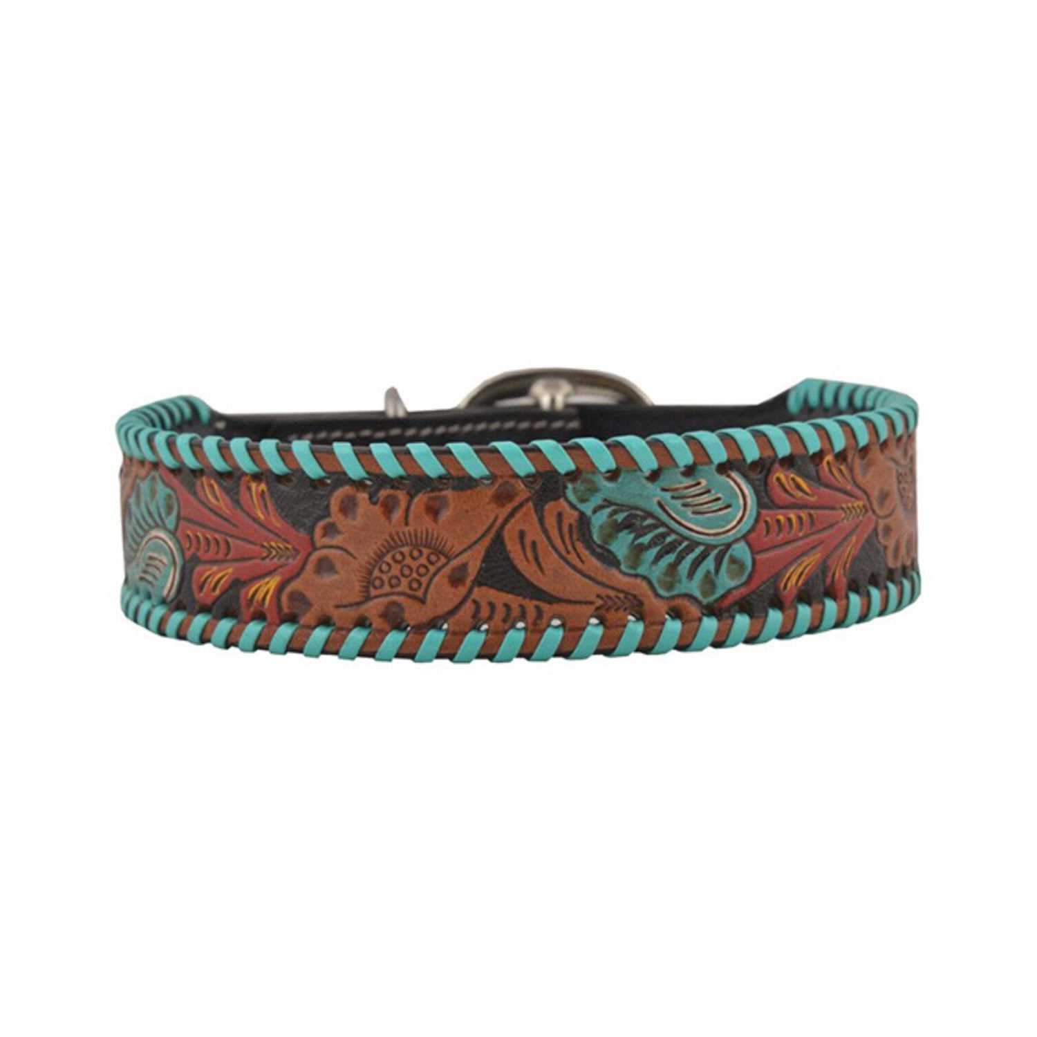 Myra Bag Myra Full Bloom Tooled Leather Dog Collar - Healthber