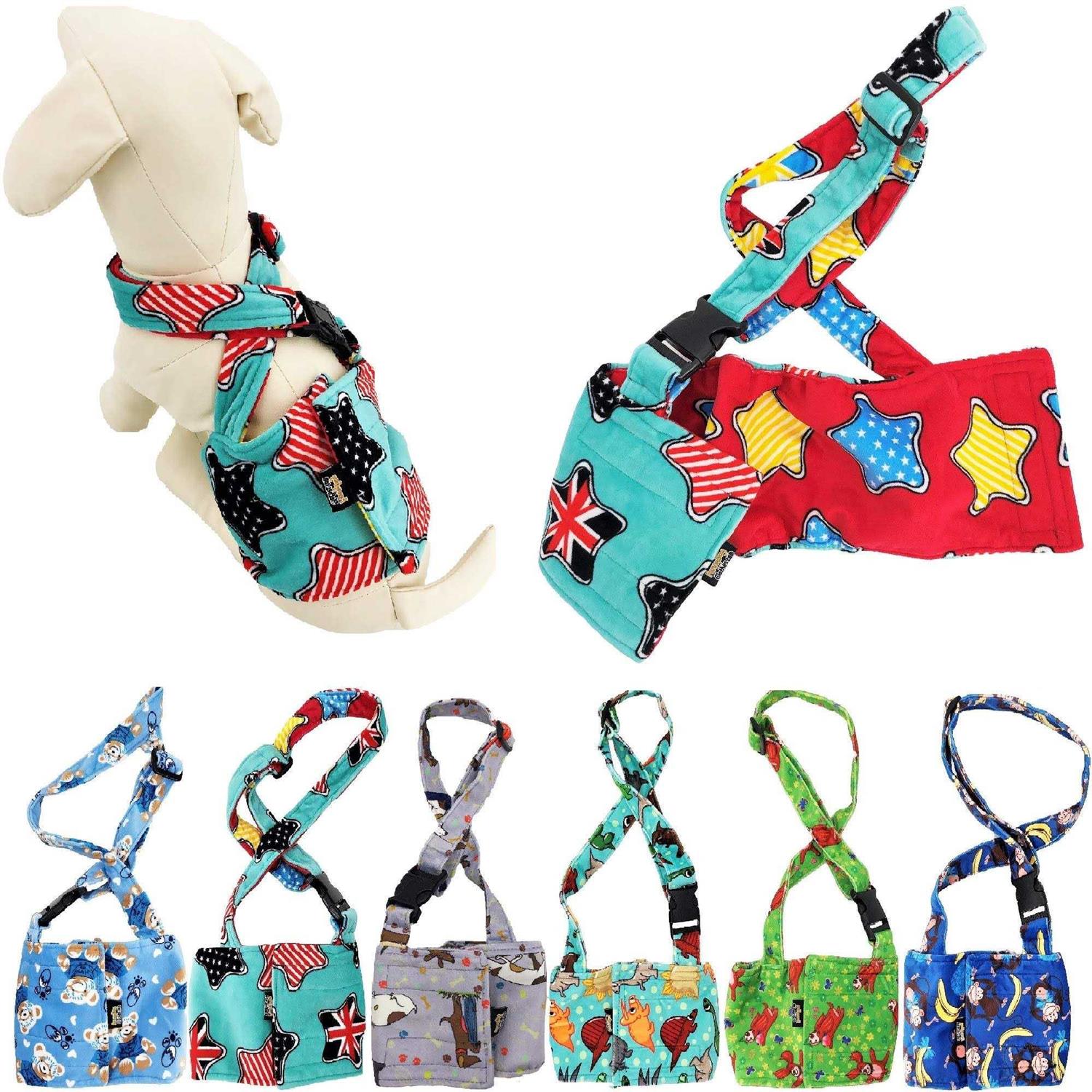 Washable Dog Diaper for Male Boy Fleece Belly Band Reusable with Suspender size - Healthber