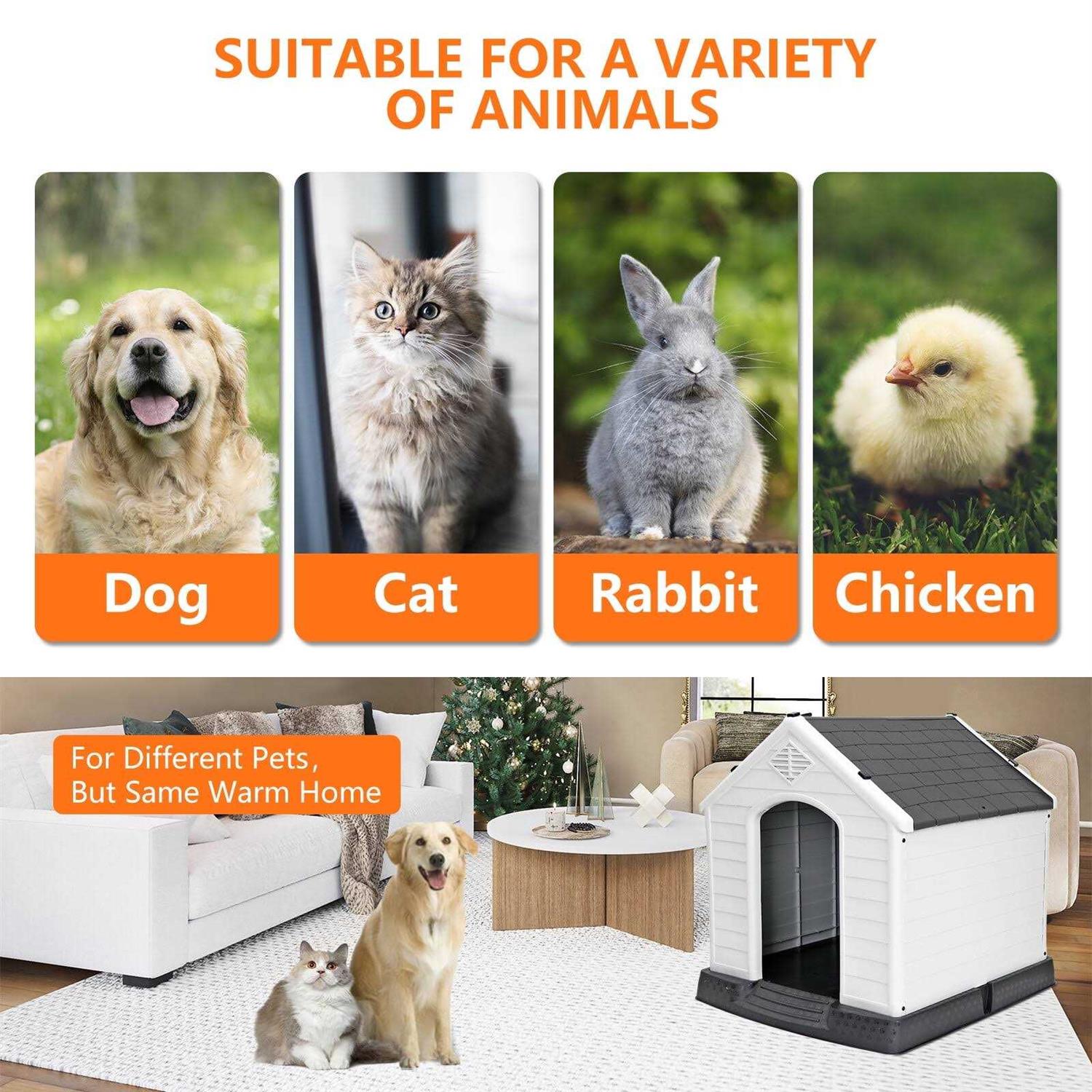 ZENSTYLE Large Dog House Insulated Waterproof Pet Kennel Shelter Indoor Outdoor - Healthber
