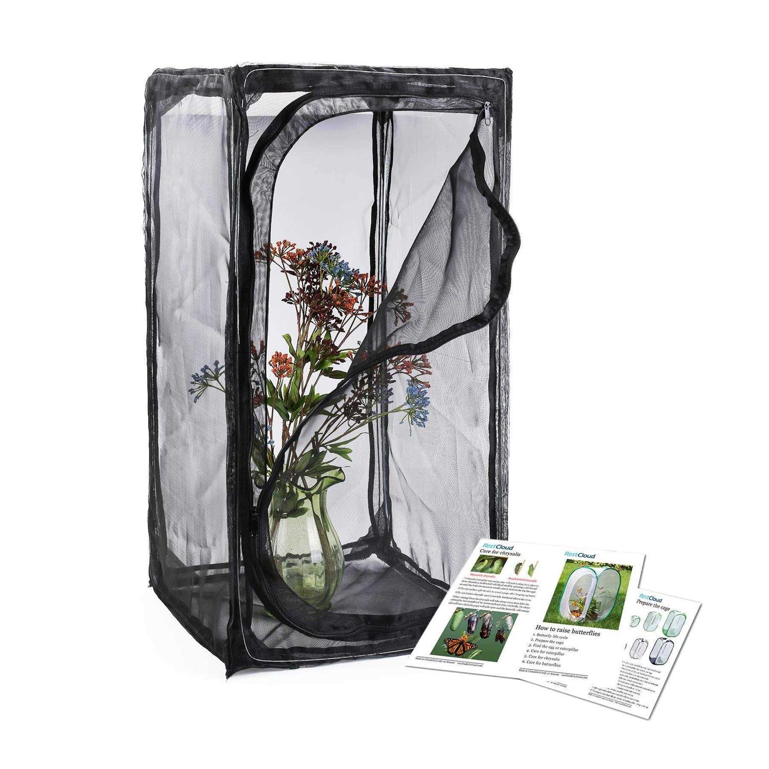 RESTCLOUD 30 Heavy Duty Monarch Butterfly Habitat Outdoor Collapsible Insect Mesh Cage Terrarium Pop-up with Zipper Protection - Healthber