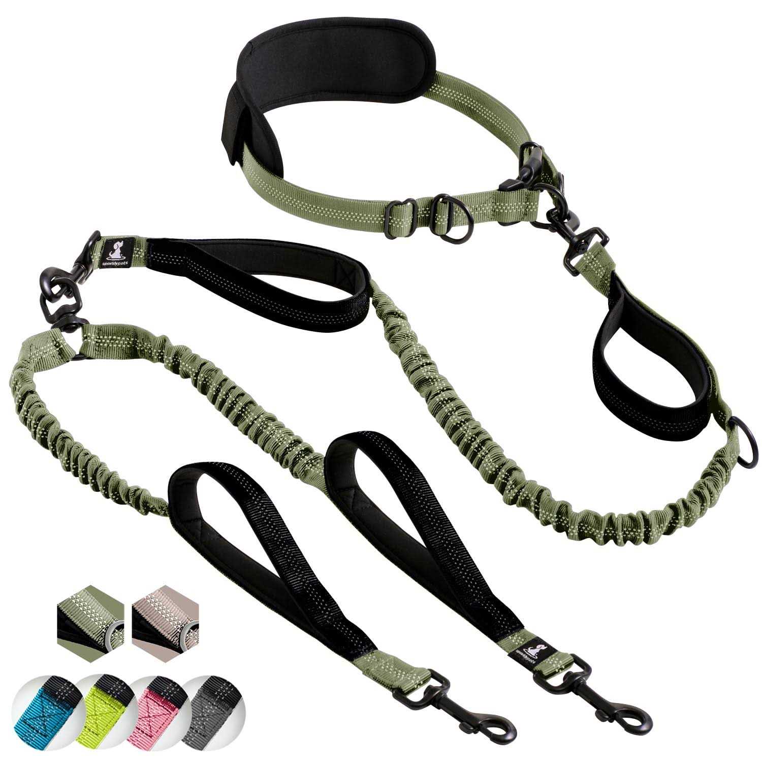 SparklyPets Hands Free Double Dog Leash Dual Dog Leash for Medium and Large Dogs - Healthber