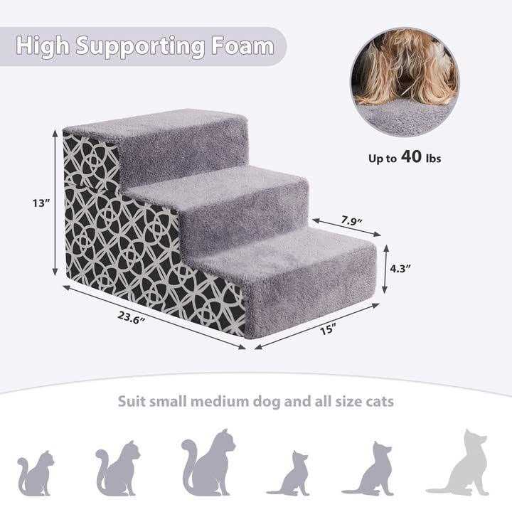 BFPETHOME Dog Stairs and Steps, for Small Medium Dogs and Cats, Pet Stairs and Dog Foam Steps for High Bed and Couch - Healthber