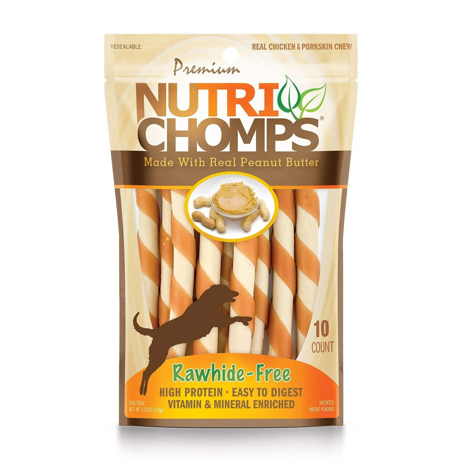 NutriChomps 10ct Peanut Butter Flavor Mini Twist - Healthber