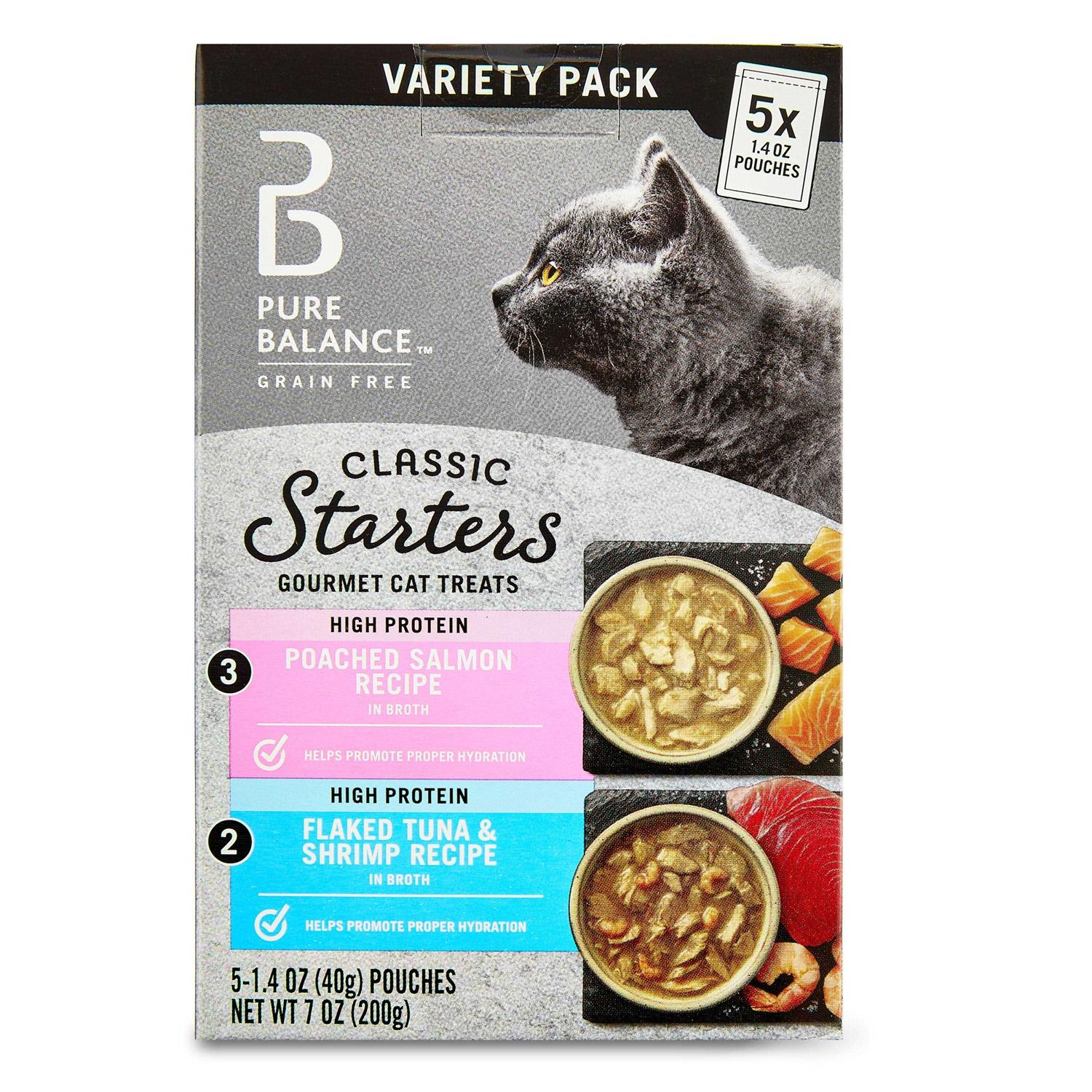 Pure Balance Salmon Tuna & Shrimp Recipe Variety Pack Gourmet Cat Treat Starters - Healthber