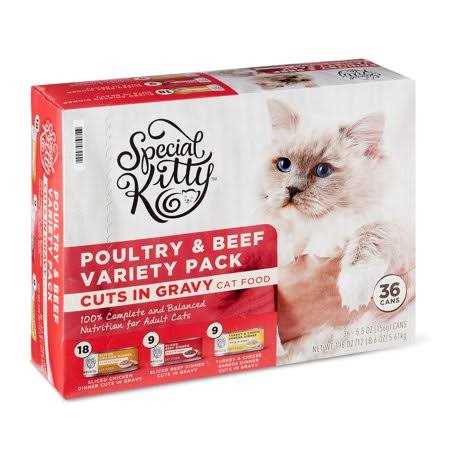 Special Kitty Beef Chicken Turkey & Cheese Flavor Gravy Sliced Wet Cat Food Variety Pack for Adult - Healthber
