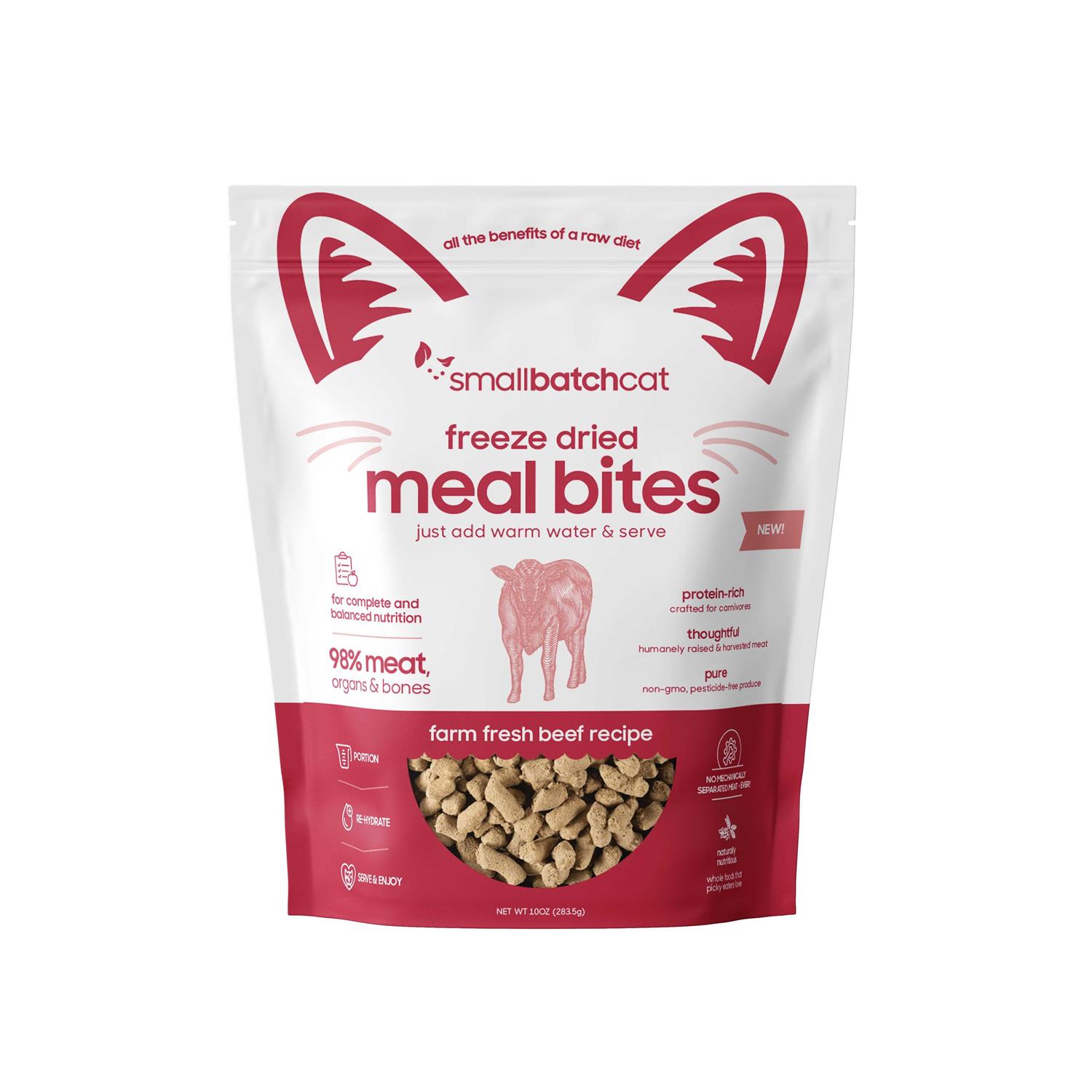Smallbatch Freeze-Dried Cat Beef Meal Bites-10 oz - Healthber