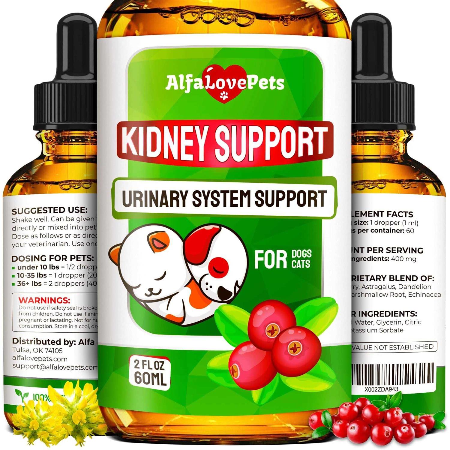 Alfa Love Pets Natural Kidney Support for Dog Uti Cat Uti Canine Urinary Tract Care Wcranberry - Healthber