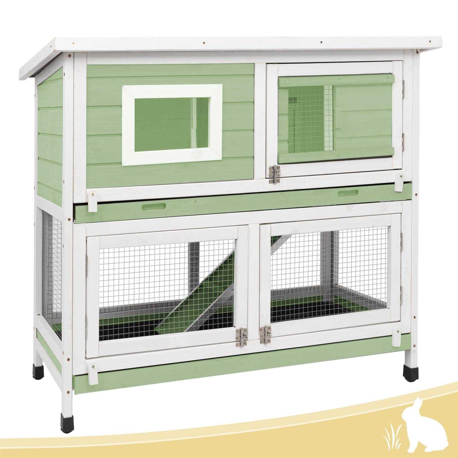 PetsCosset Rabbit Hutch Rabbit Cages Indoor Rabbit Hutch Outdoor Bunny Cage Rabbit Cage On Wheels Two Story Weatherproof Guinea Pig Cage for Small - Healthber