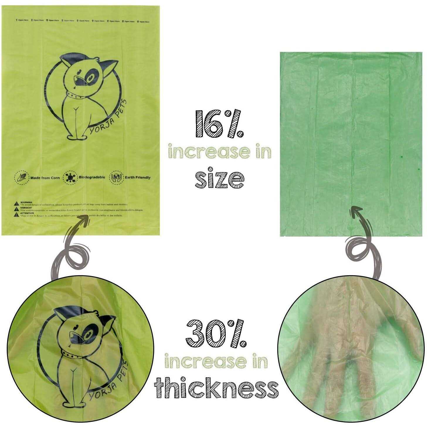 YORJA Dog Poop Bags Pet Waste Bags,100% Leak Proof Extra Thick and Strong corn starch blend - Healthber