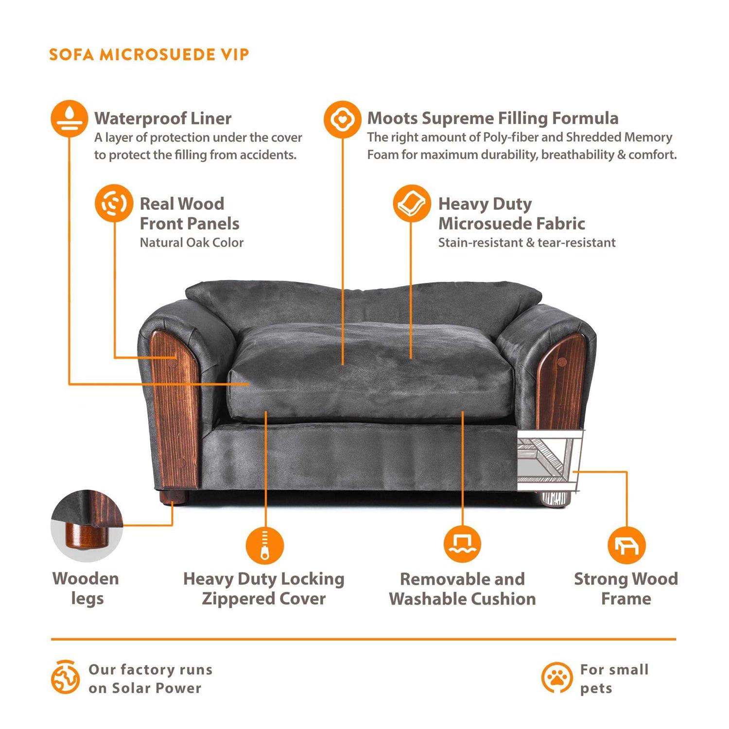 Moots VIP Microsuede Oak Pet Couch - Healthber