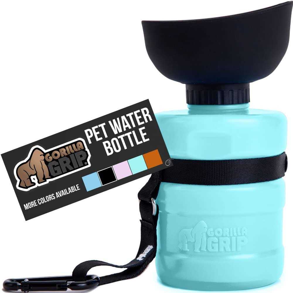 Gorilla Grip Leak Proof Portable Dog Water Bottle Multifunction Design with Bowl Cap - Healthber