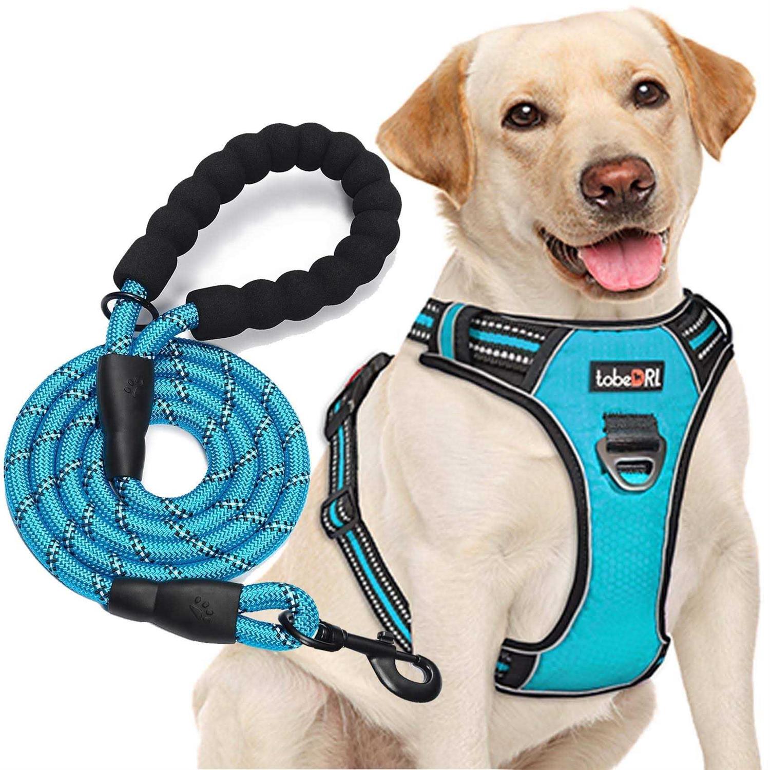 tobeDRI No Pull Dog Harness Adjustable Reflective Oxford Easy Control Medium Large Harness with A Free Heavy Duty 5ft Dog Leash - Healthber