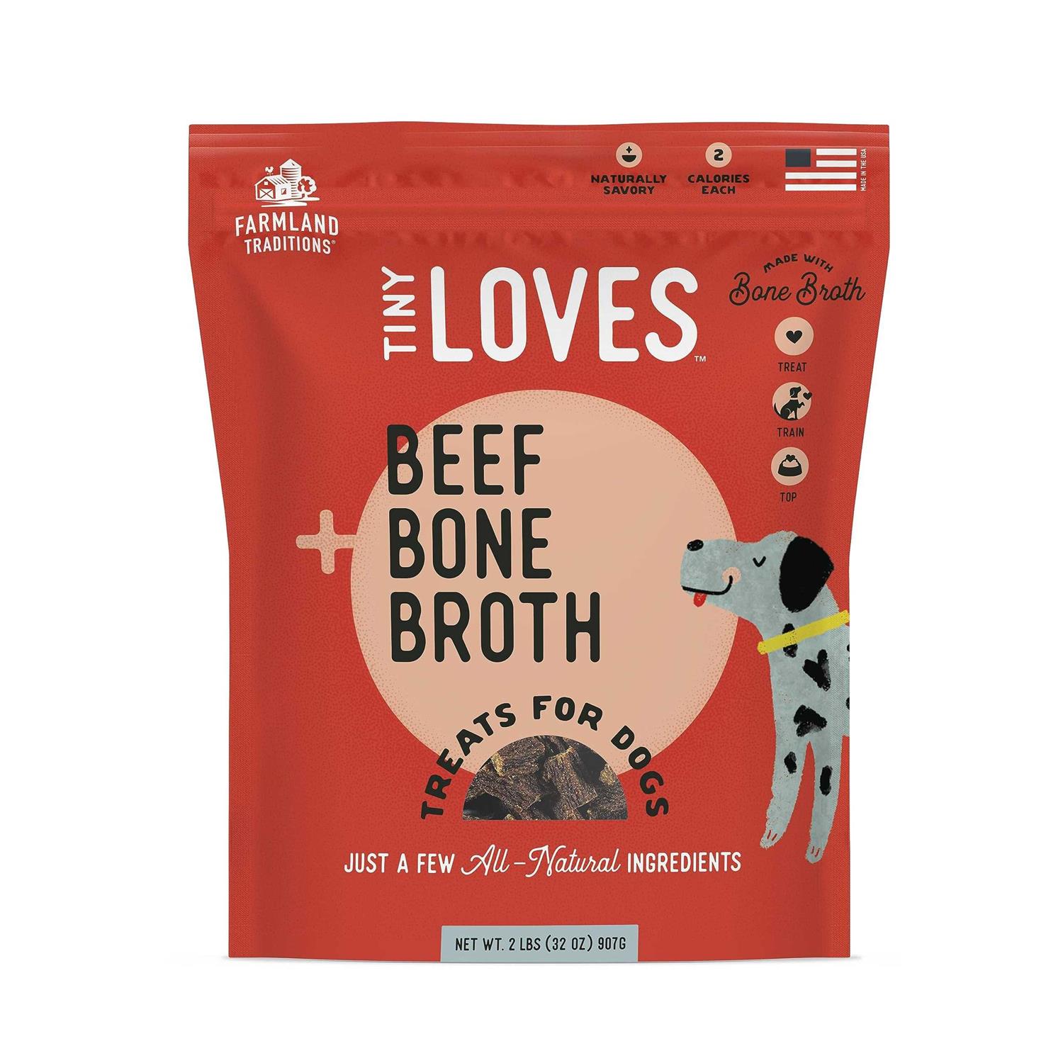 Farmland Traditions Tiny Loves Beef with Bone Broth Flavored Jerky Dog Treats - Healthber